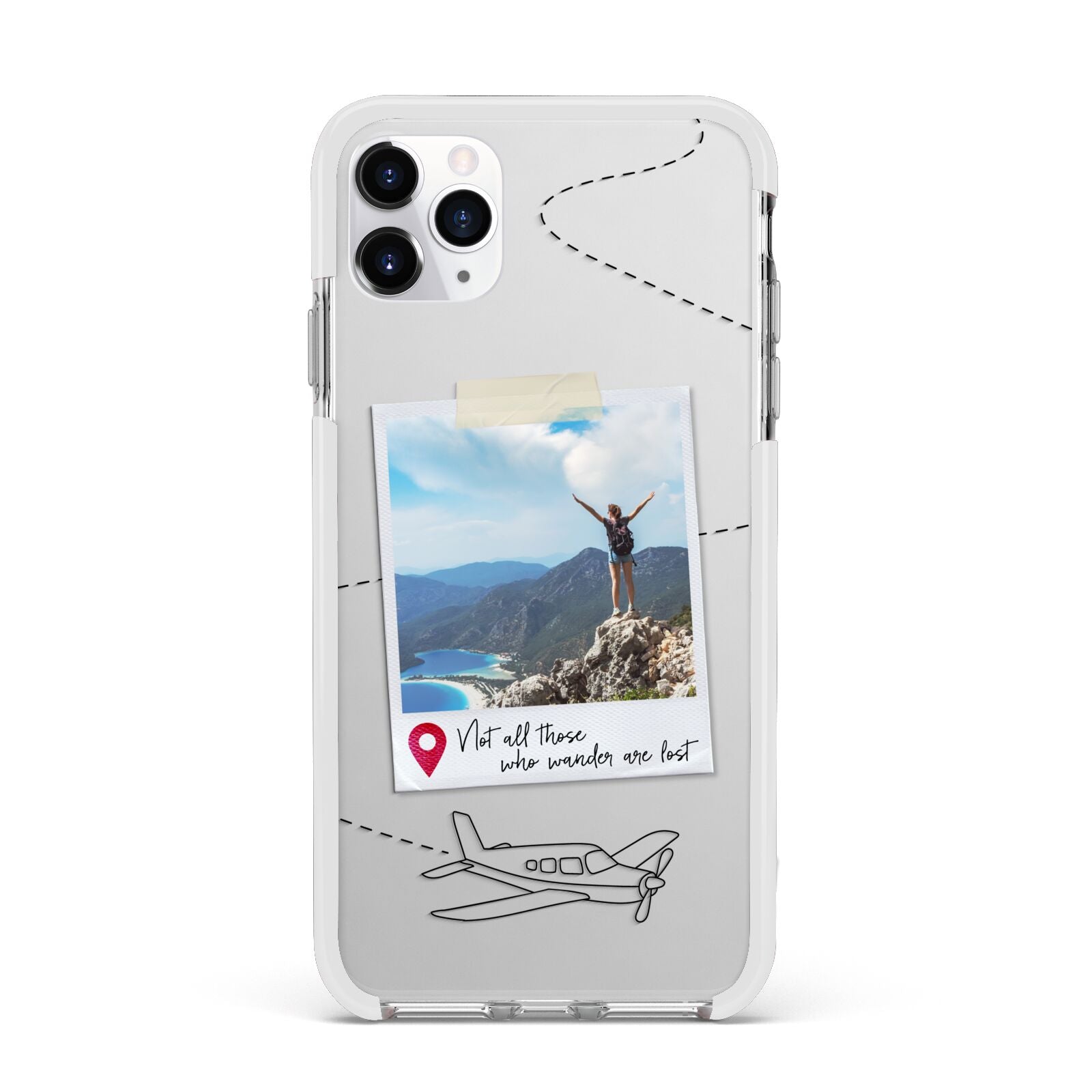 Backpacker Photo Upload Personalised Apple iPhone 11 Pro Max in Silver with White Impact Case