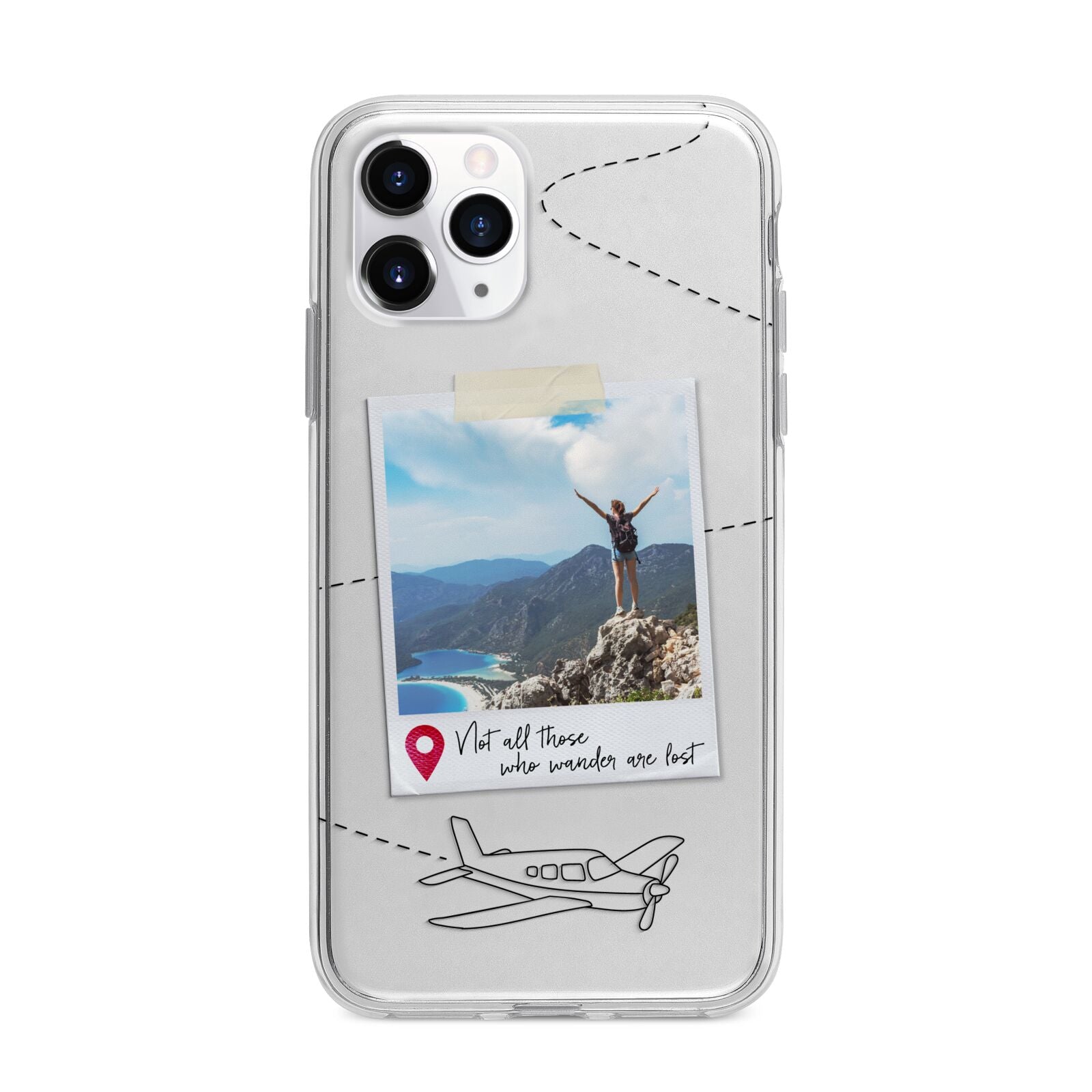 Backpacker Photo Upload Personalised Apple iPhone 11 Pro in Silver with Bumper Case