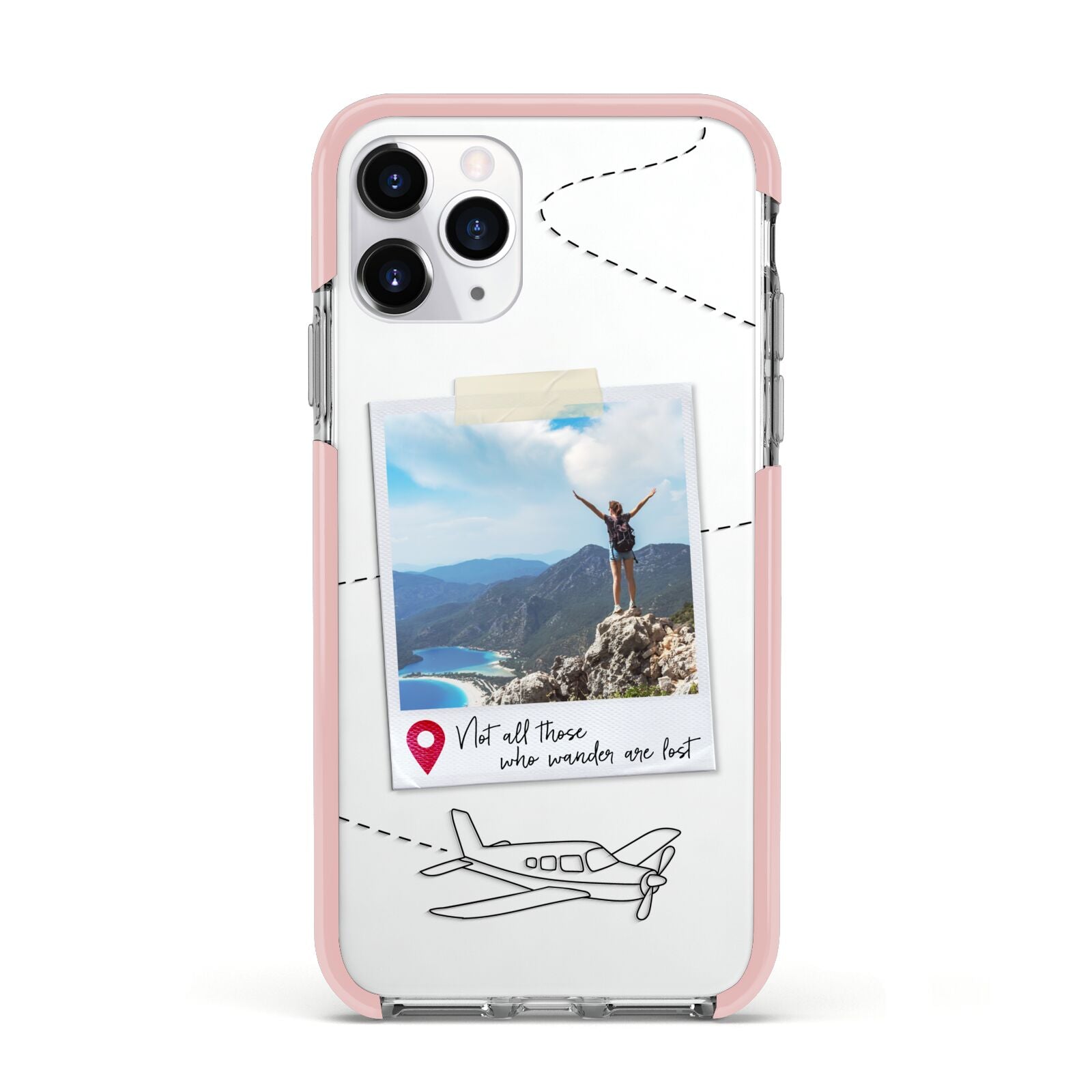 Backpacker Photo Upload Personalised Apple iPhone 11 Pro in Silver with Pink Impact Case