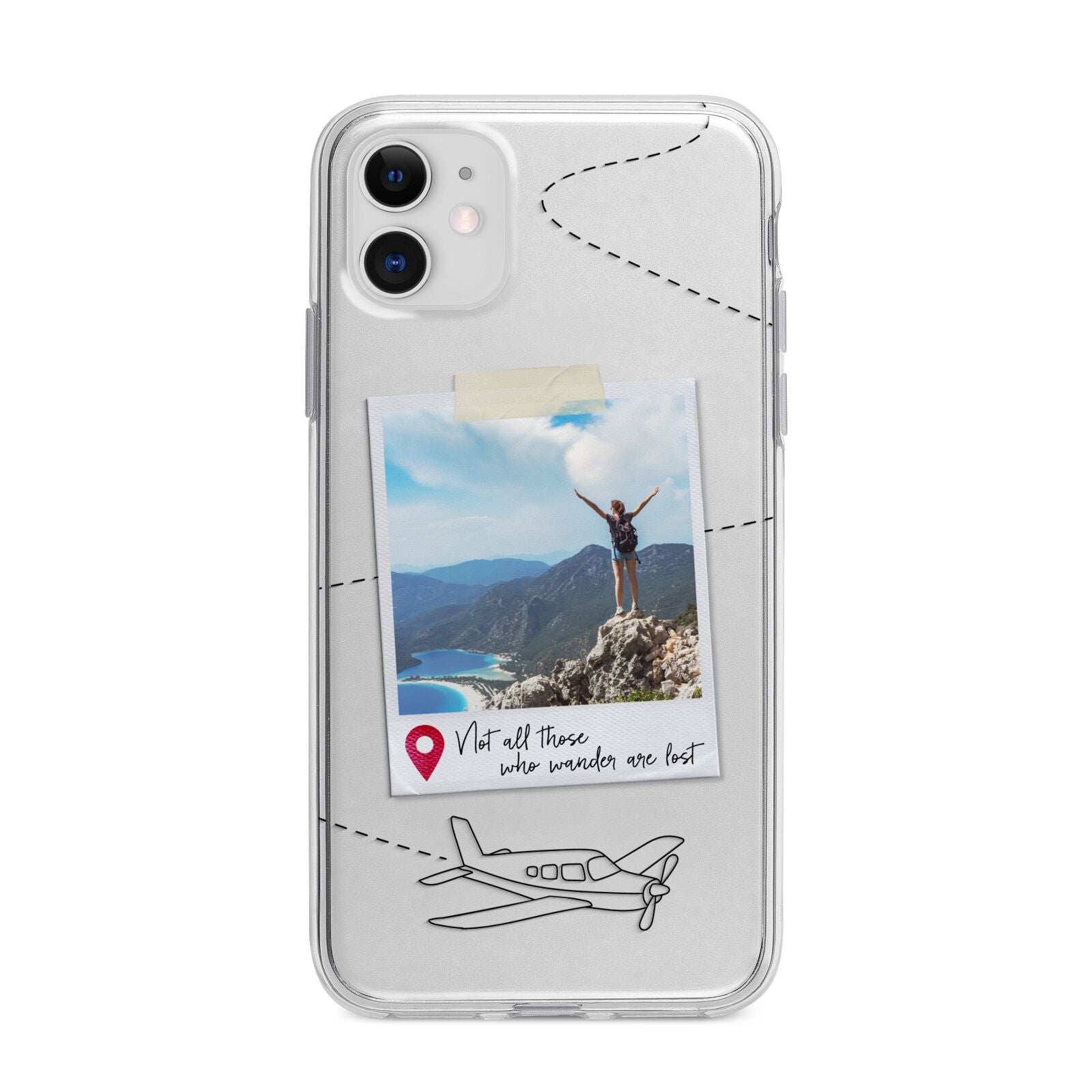 Backpacker Photo Upload Personalised Apple iPhone 11 in White with Bumper Case
