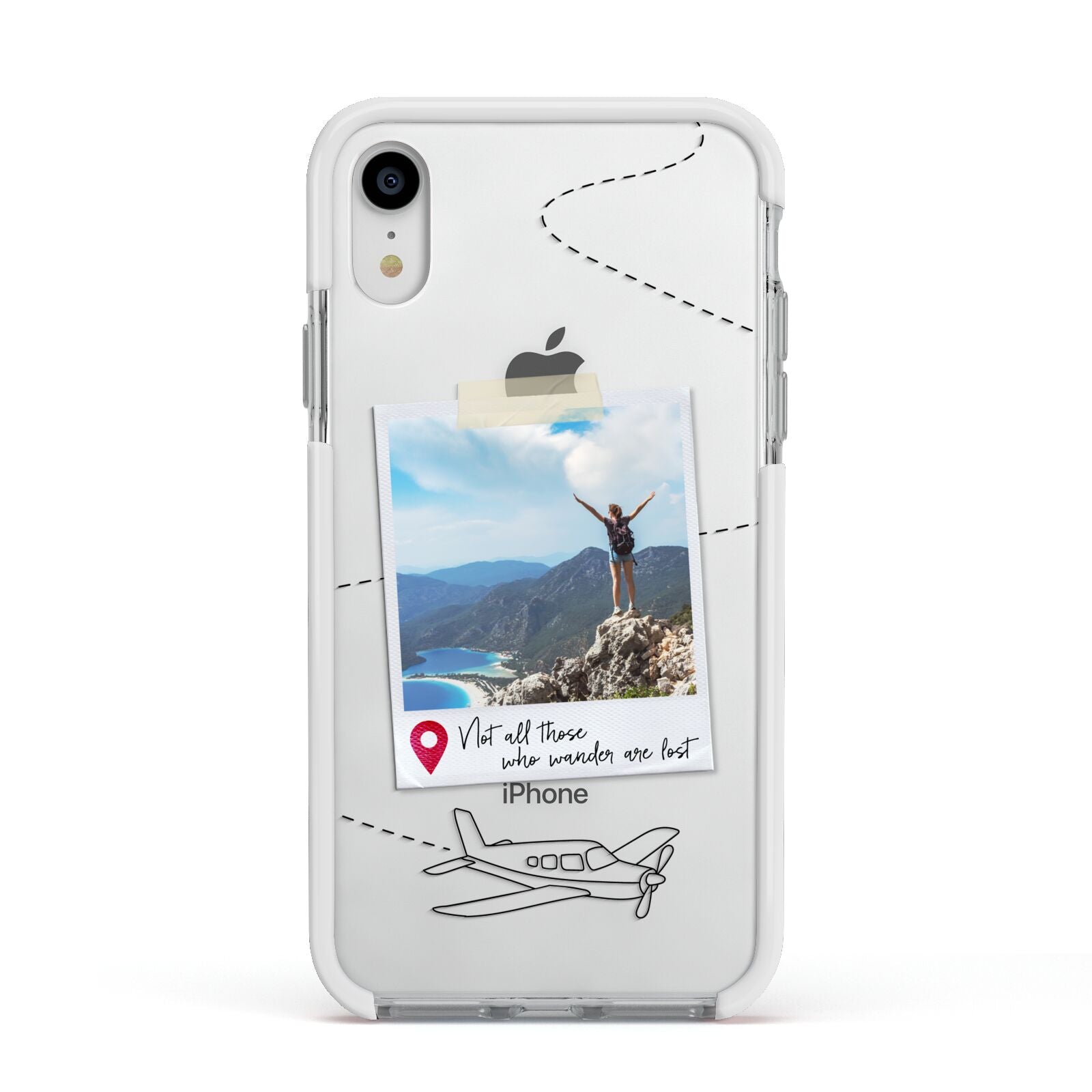 Backpacker Photo Upload Personalised Apple iPhone XR Impact Case White Edge on Silver Phone