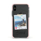 Backpacker Photo Upload Personalised Apple iPhone Xs Impact Case Pink Edge on Black Phone