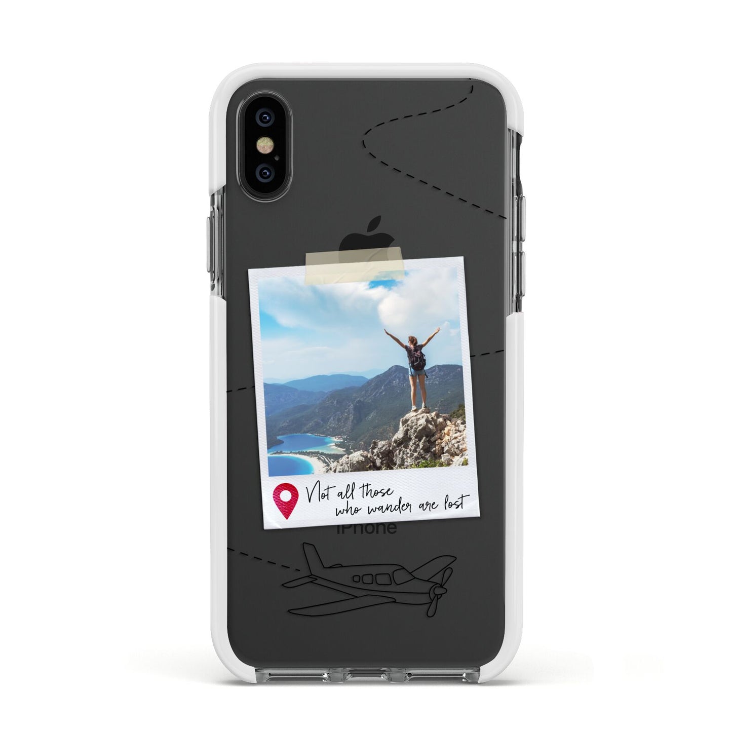 Backpacker Photo Upload Personalised Apple iPhone Xs Impact Case White Edge on Black Phone