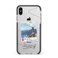 Backpacker Photo Upload Personalised Apple iPhone Xs Max Impact Case Black Edge on Silver Phone