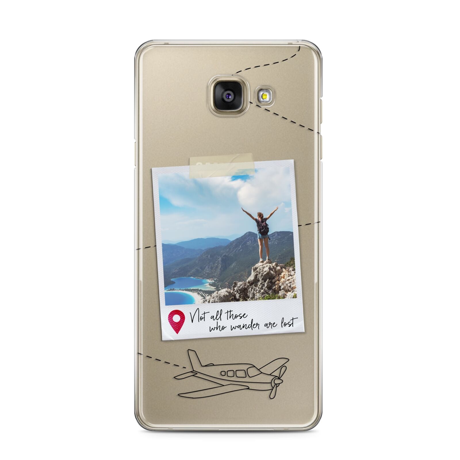 Backpacker Photo Upload Personalised Samsung Galaxy A3 2016 Case on gold phone