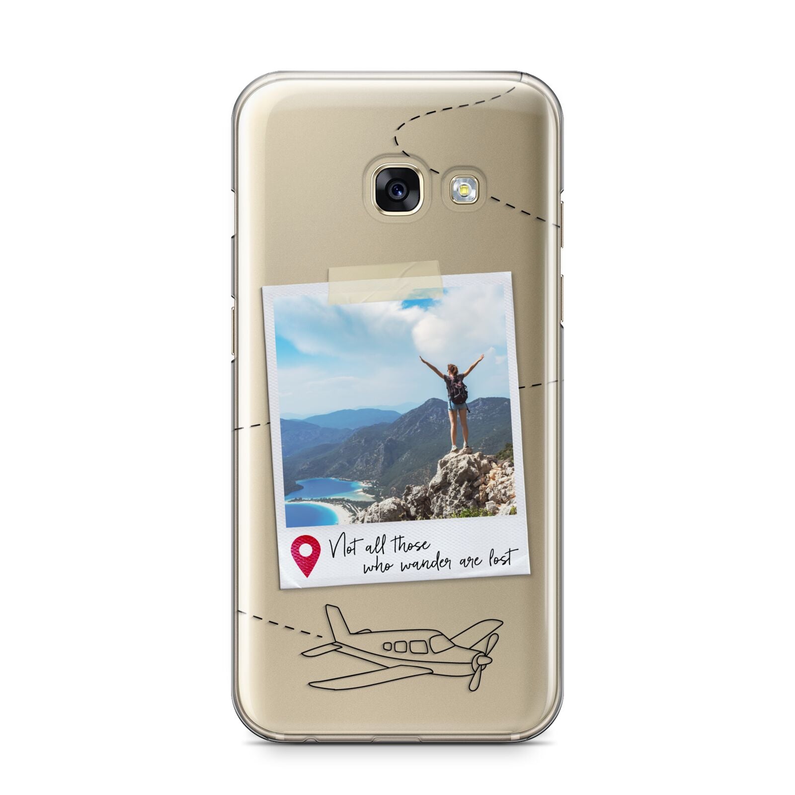 Backpacker Photo Upload Personalised Samsung Galaxy A3 2017 Case on gold phone