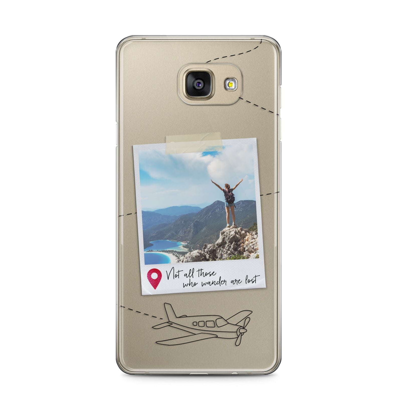 Backpacker Photo Upload Personalised Samsung Galaxy A5 2016 Case on gold phone