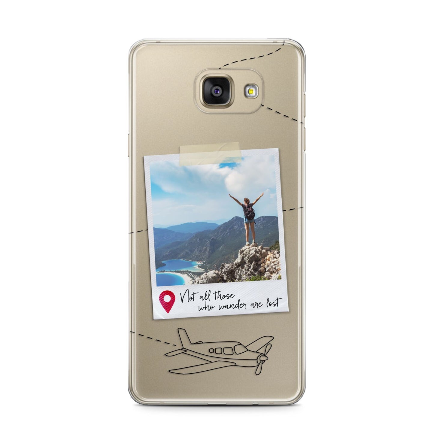 Backpacker Photo Upload Personalised Samsung Galaxy A7 2016 Case on gold phone