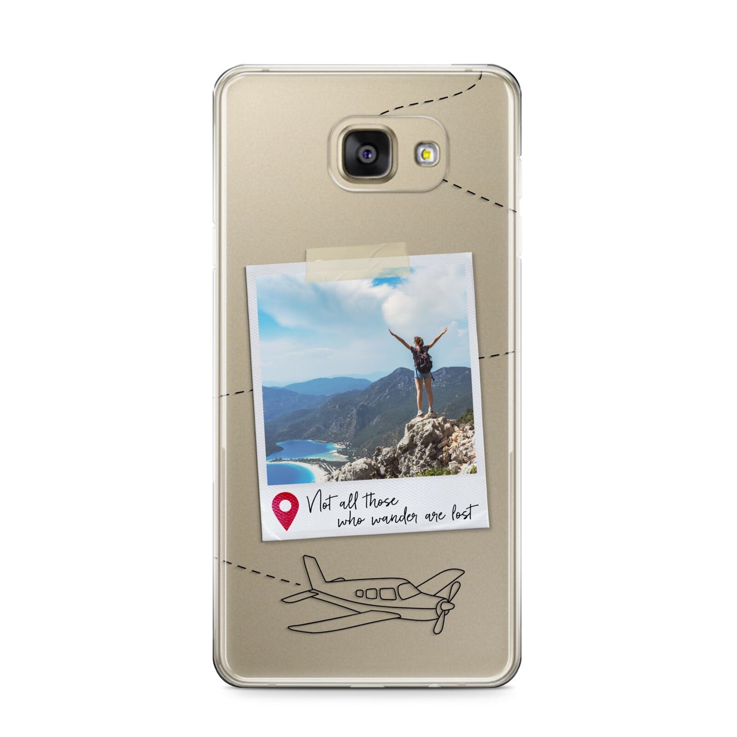 Backpacker Photo Upload Personalised Samsung Galaxy A9 2016 Case on gold phone