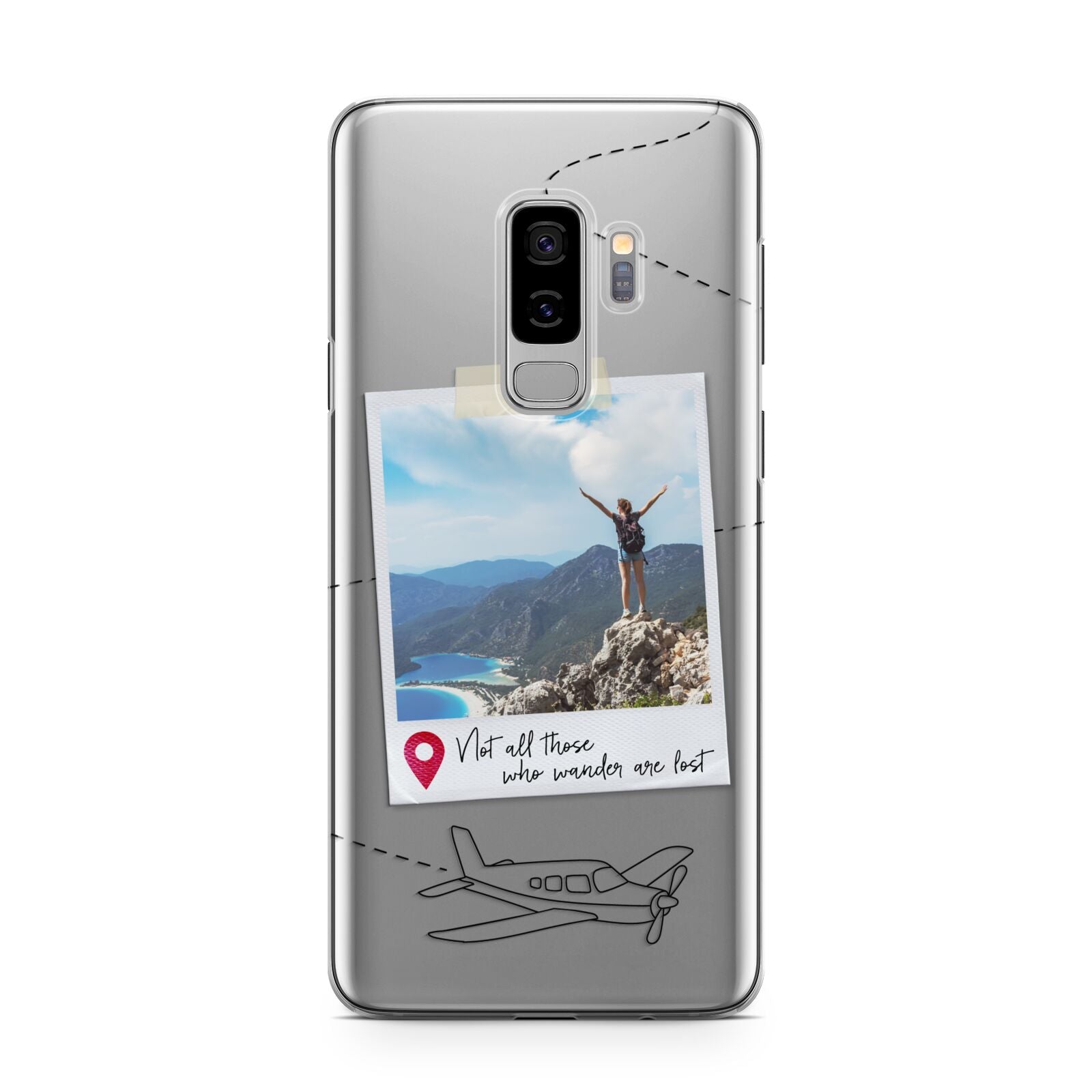 Backpacker Photo Upload Personalised Samsung Galaxy S9 Plus Case on Silver phone