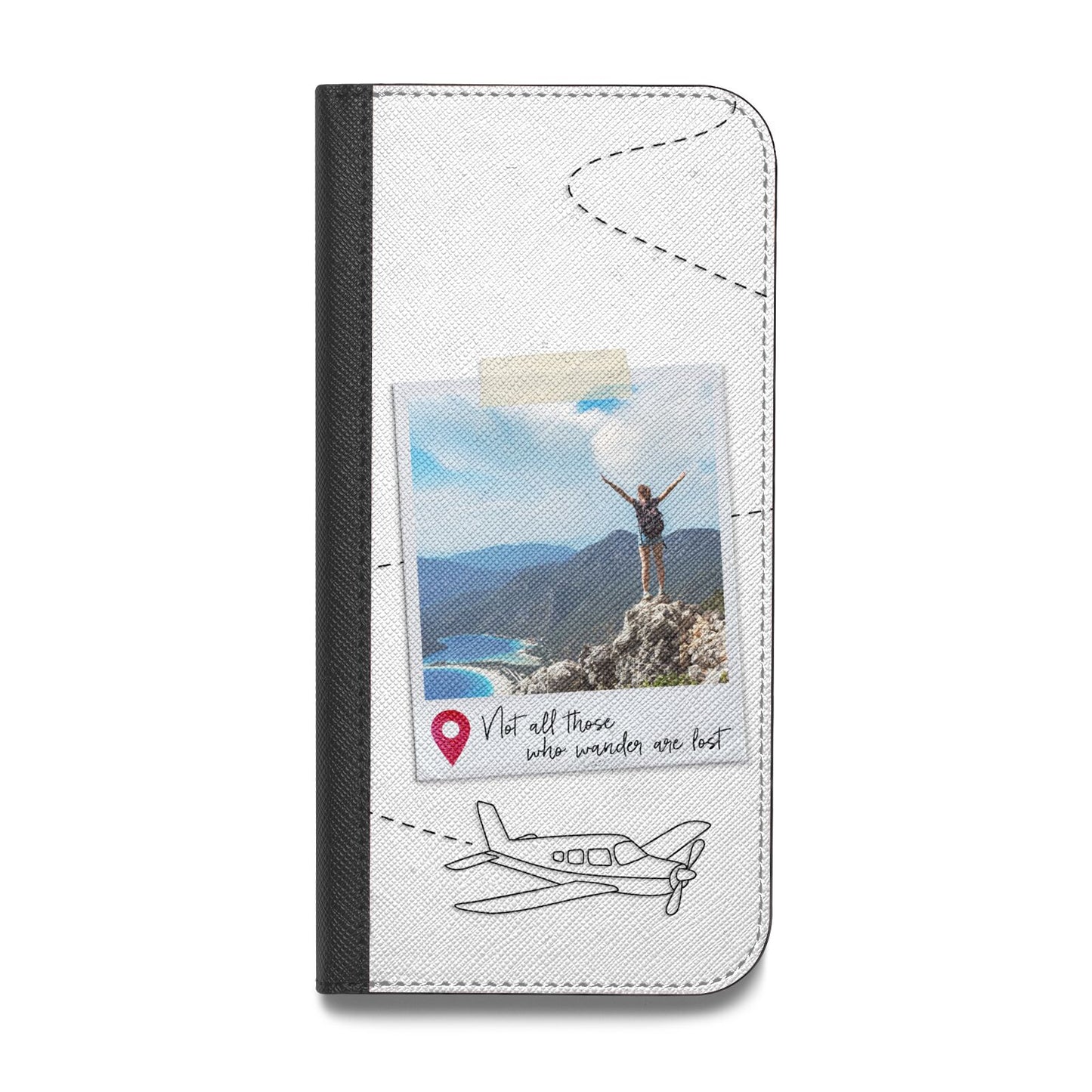 Backpacker Photo Upload Personalised Vegan Leather Flip iPhone Case