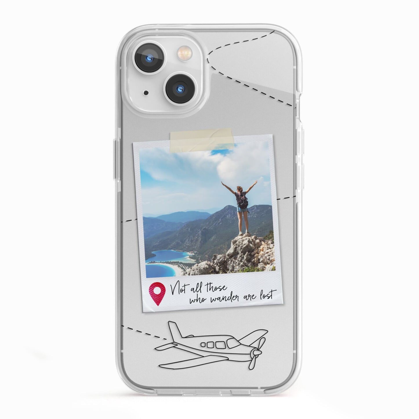 Backpacker Photo Upload Personalised iPhone 13 TPU Impact Case with White Edges