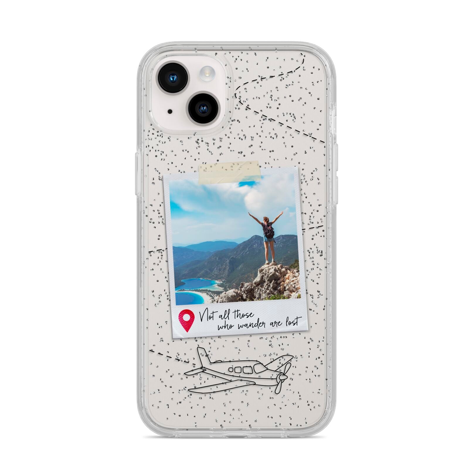 Backpacker Photo Upload Personalised iPhone 14 Plus Glitter Tough Case Starlight