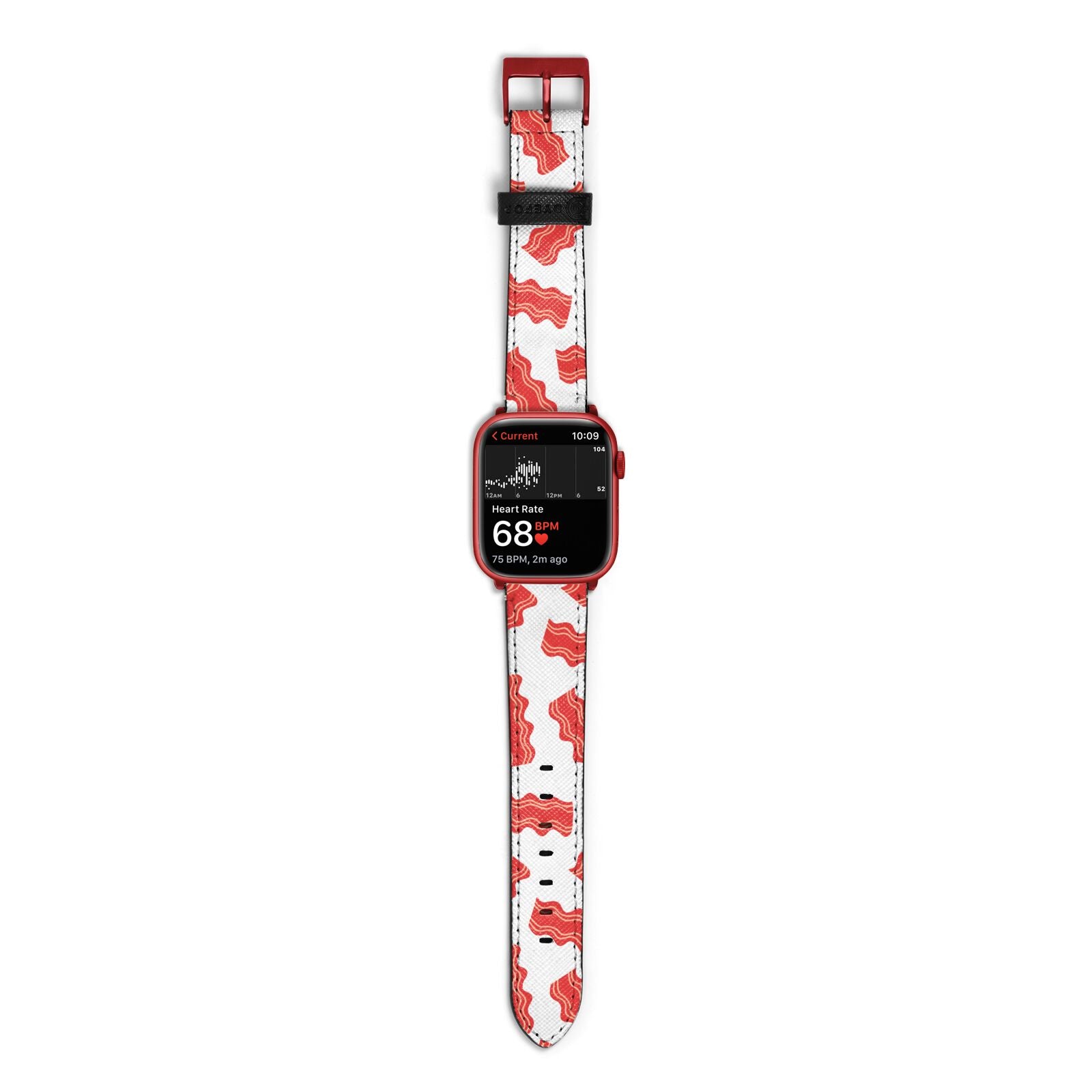 Bacon Apple Watch Strap Size 38mm with Red Hardware