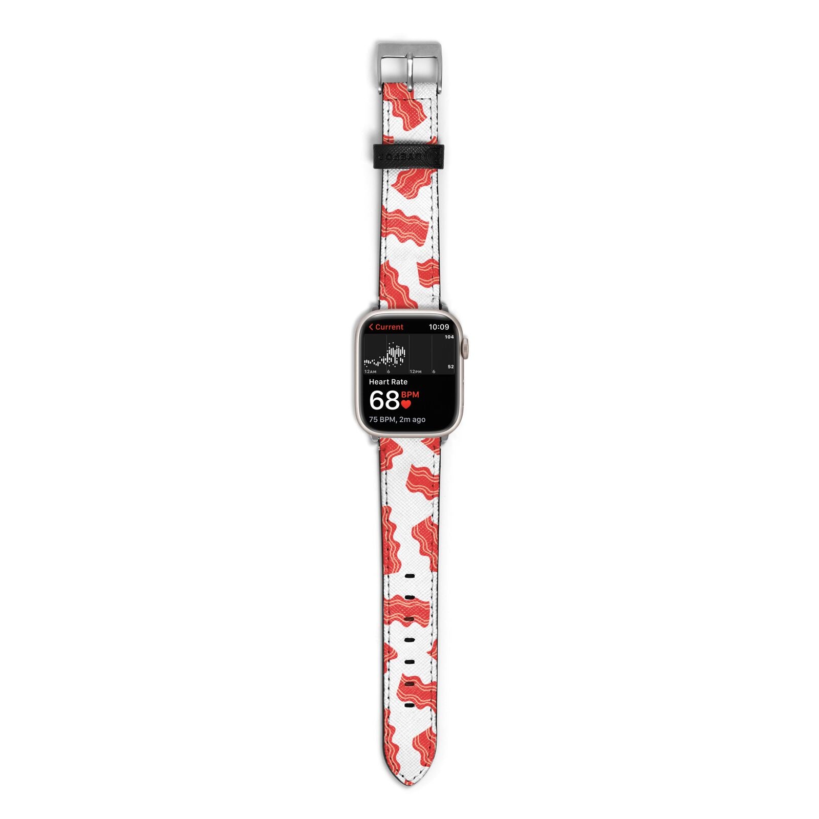 Bacon Apple Watch Strap Size 38mm with Silver Hardware