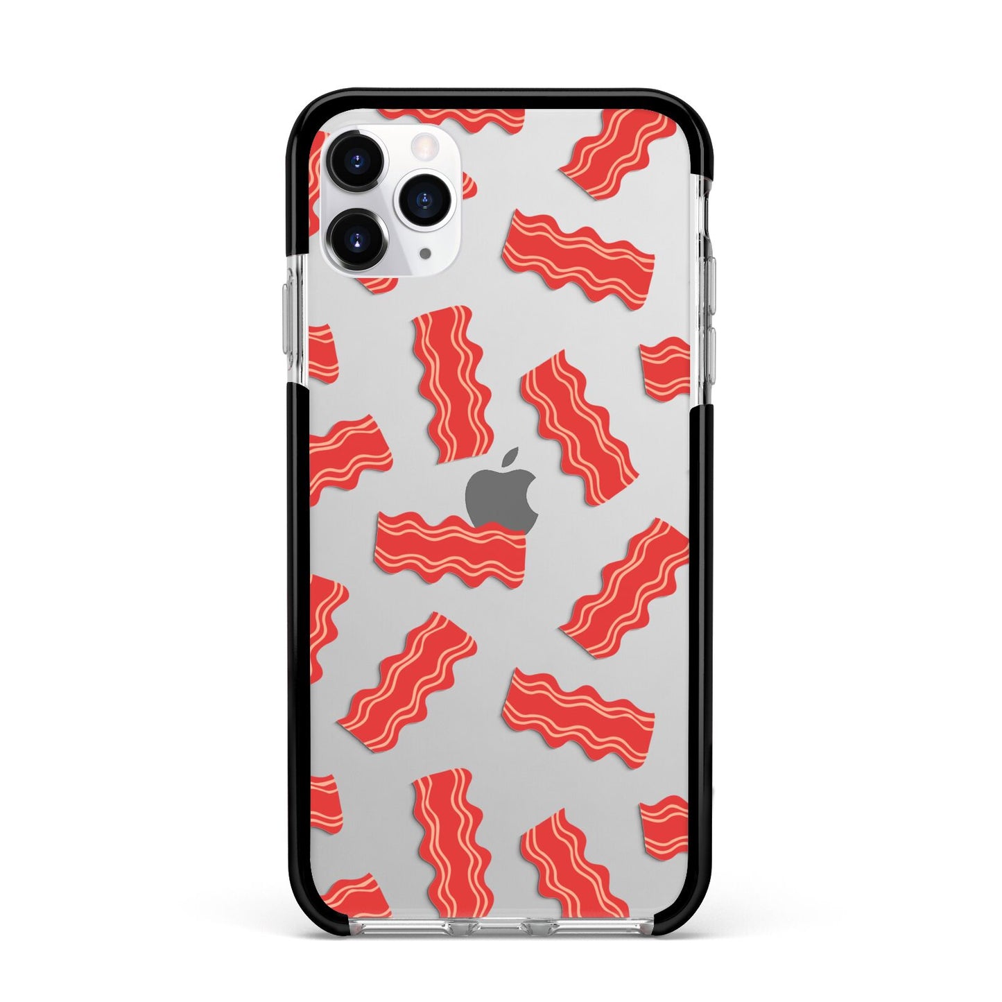 Bacon Apple iPhone 11 Pro Max in Silver with Black Impact Case