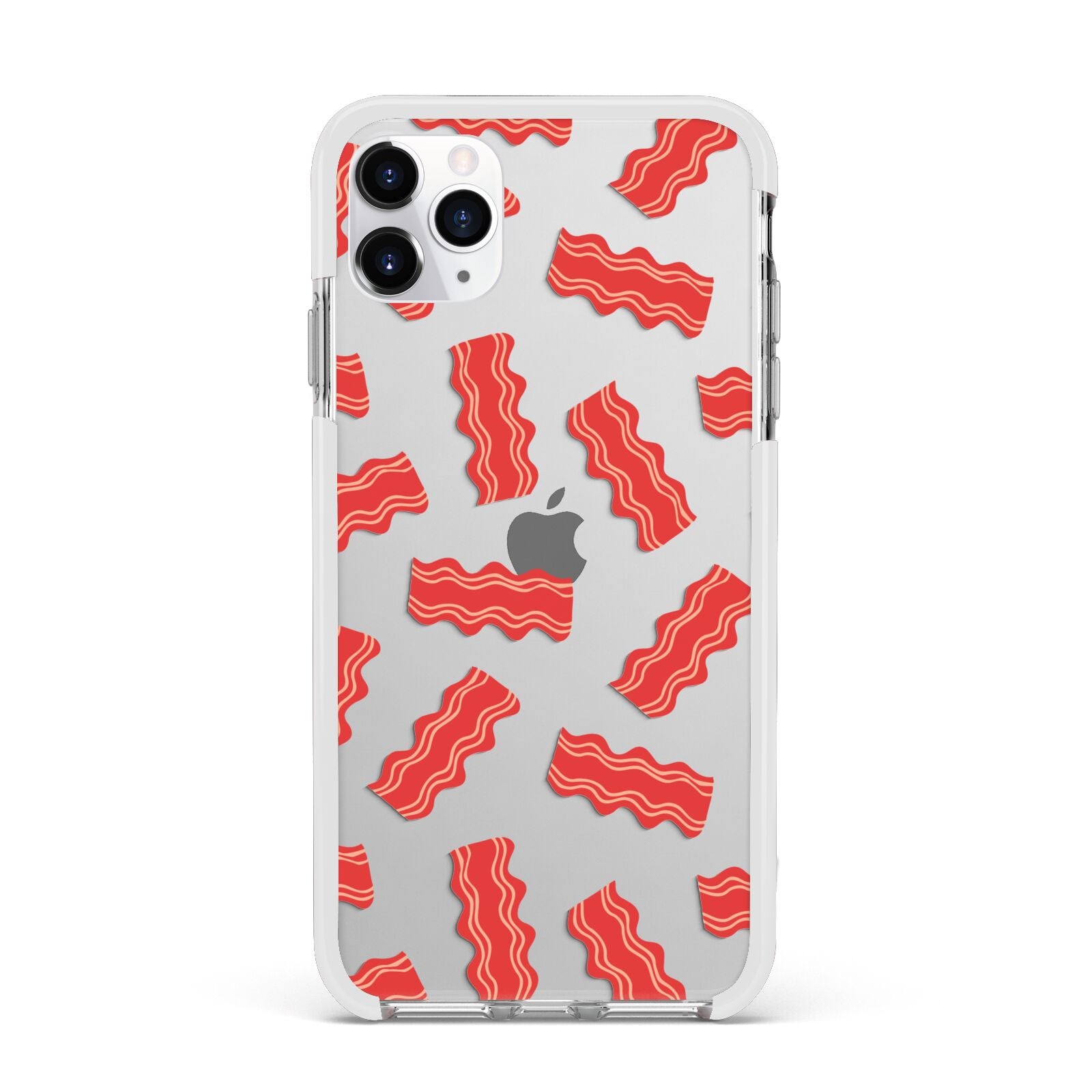 Bacon Apple iPhone 11 Pro Max in Silver with White Impact Case