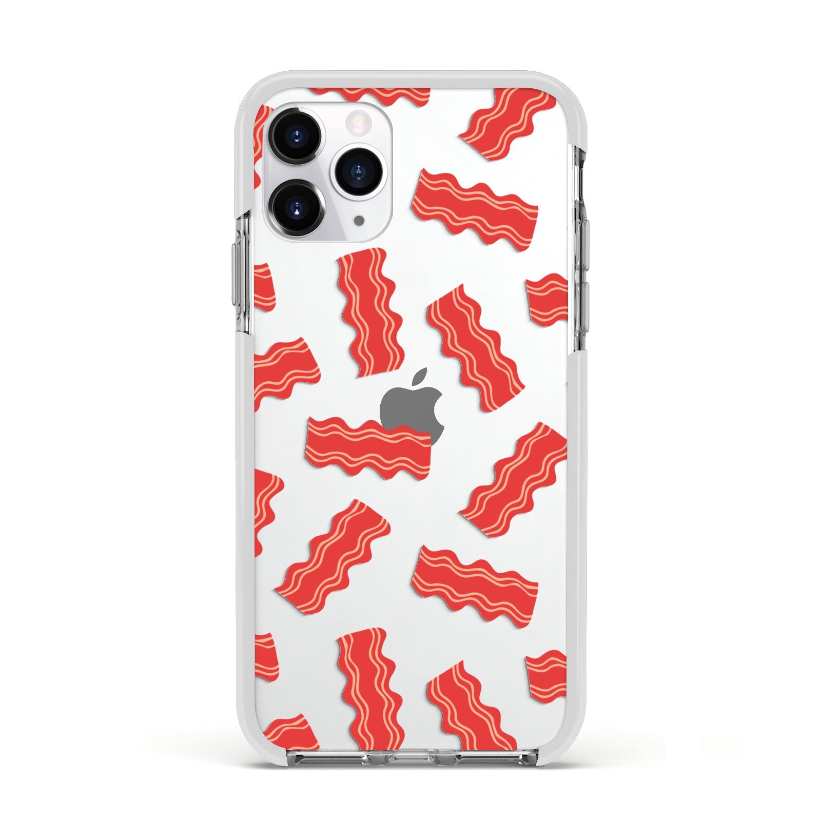 Bacon Apple iPhone 11 Pro in Silver with White Impact Case