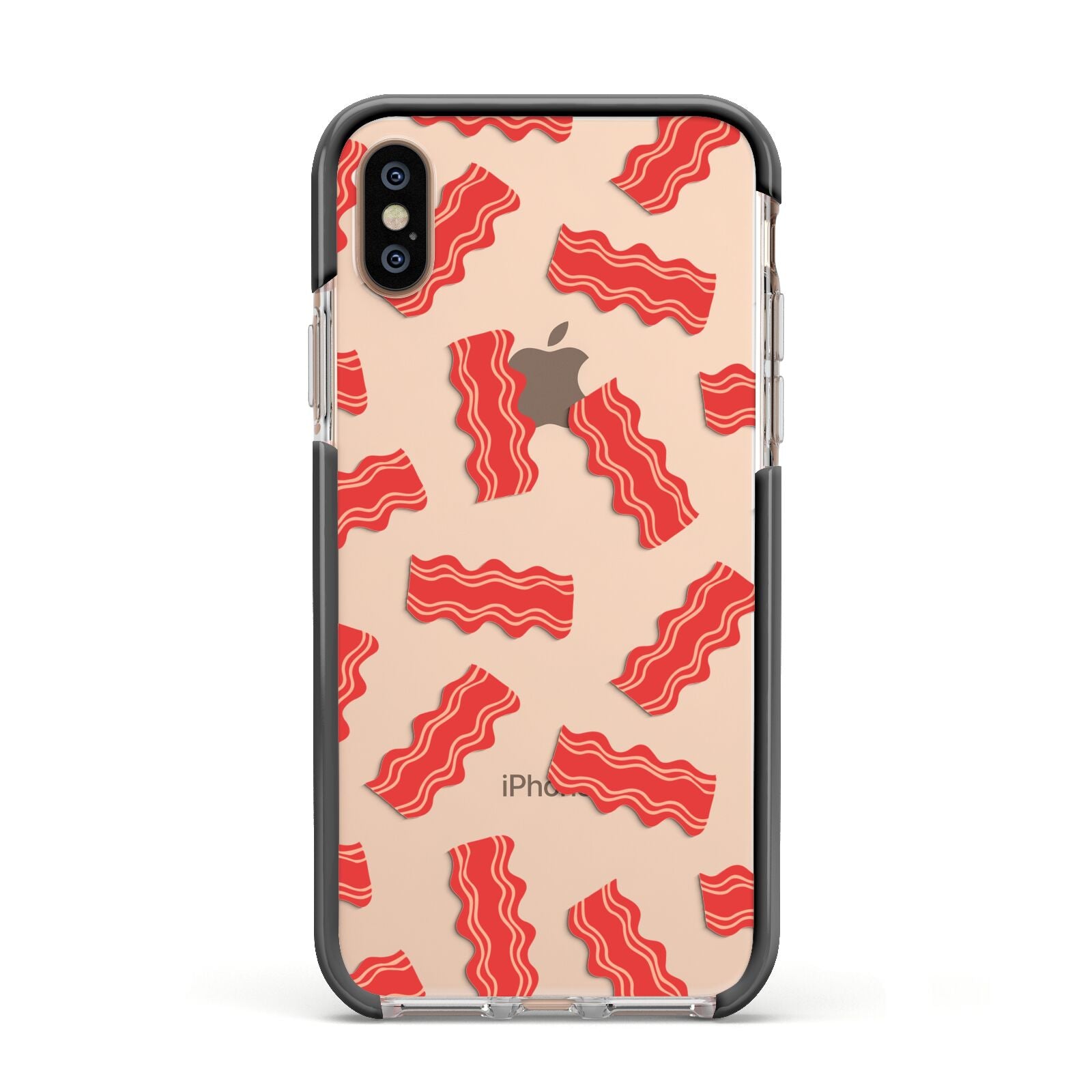 Bacon Apple iPhone Xs Impact Case Black Edge on Gold Phone