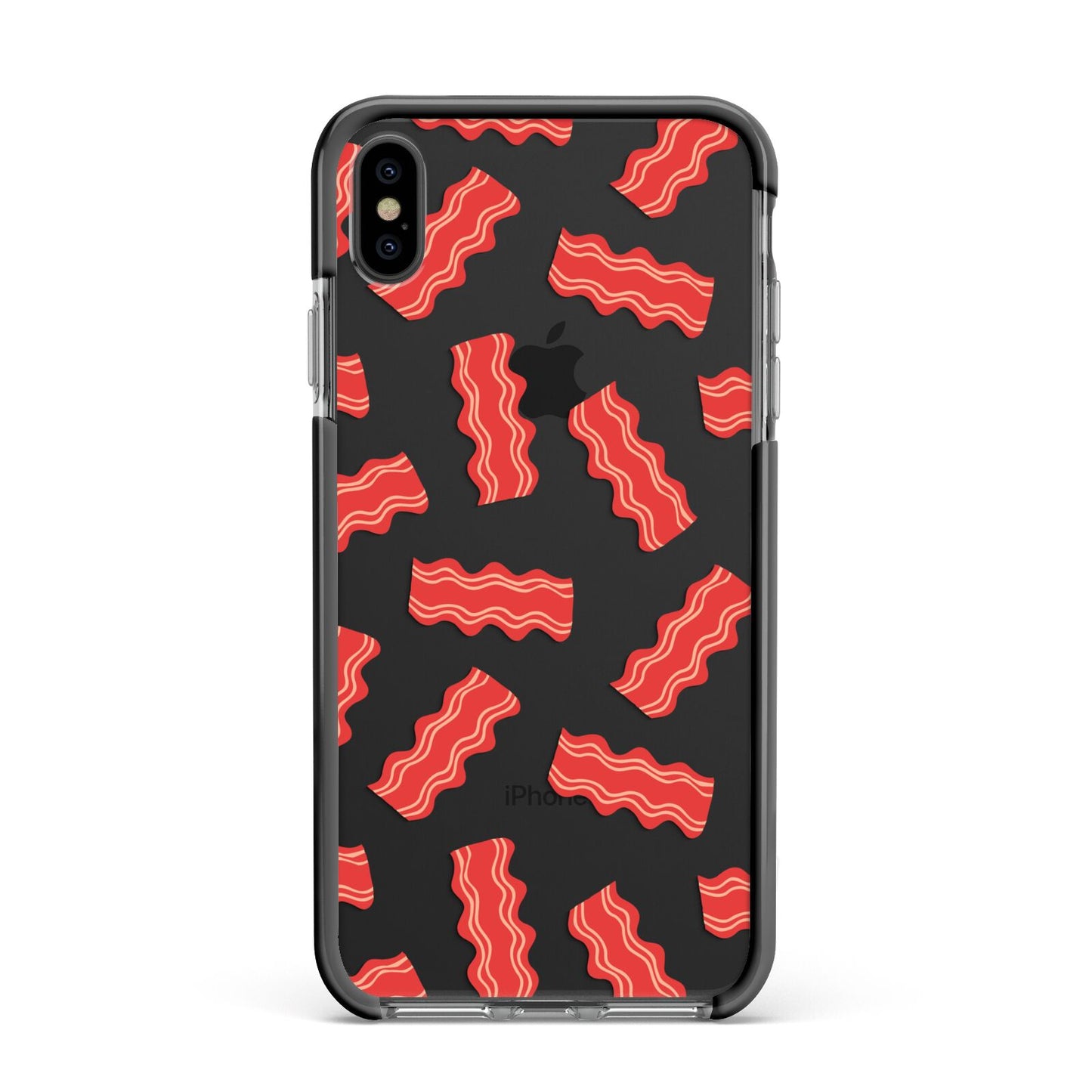 Bacon Apple iPhone Xs Max Impact Case Black Edge on Black Phone