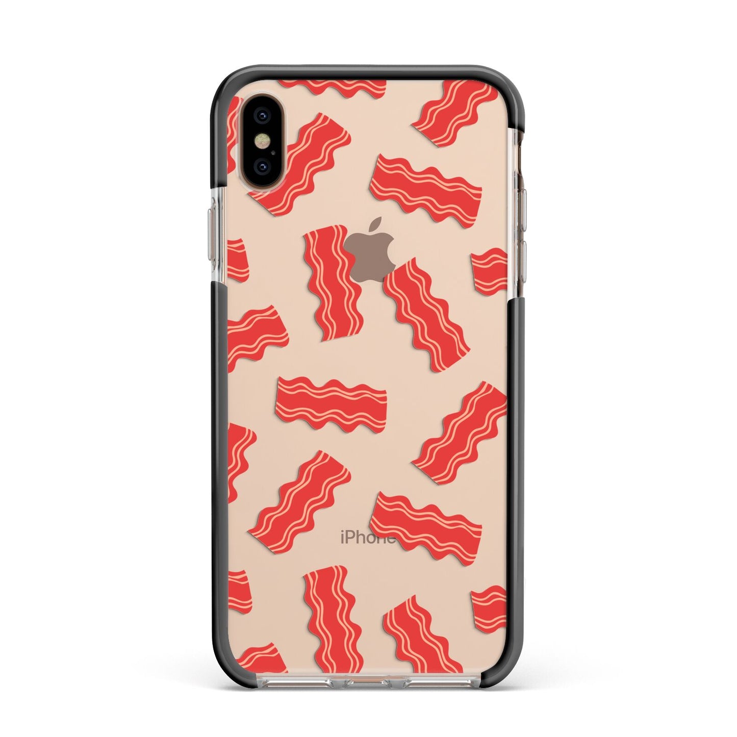 Bacon Apple iPhone Xs Max Impact Case Black Edge on Gold Phone