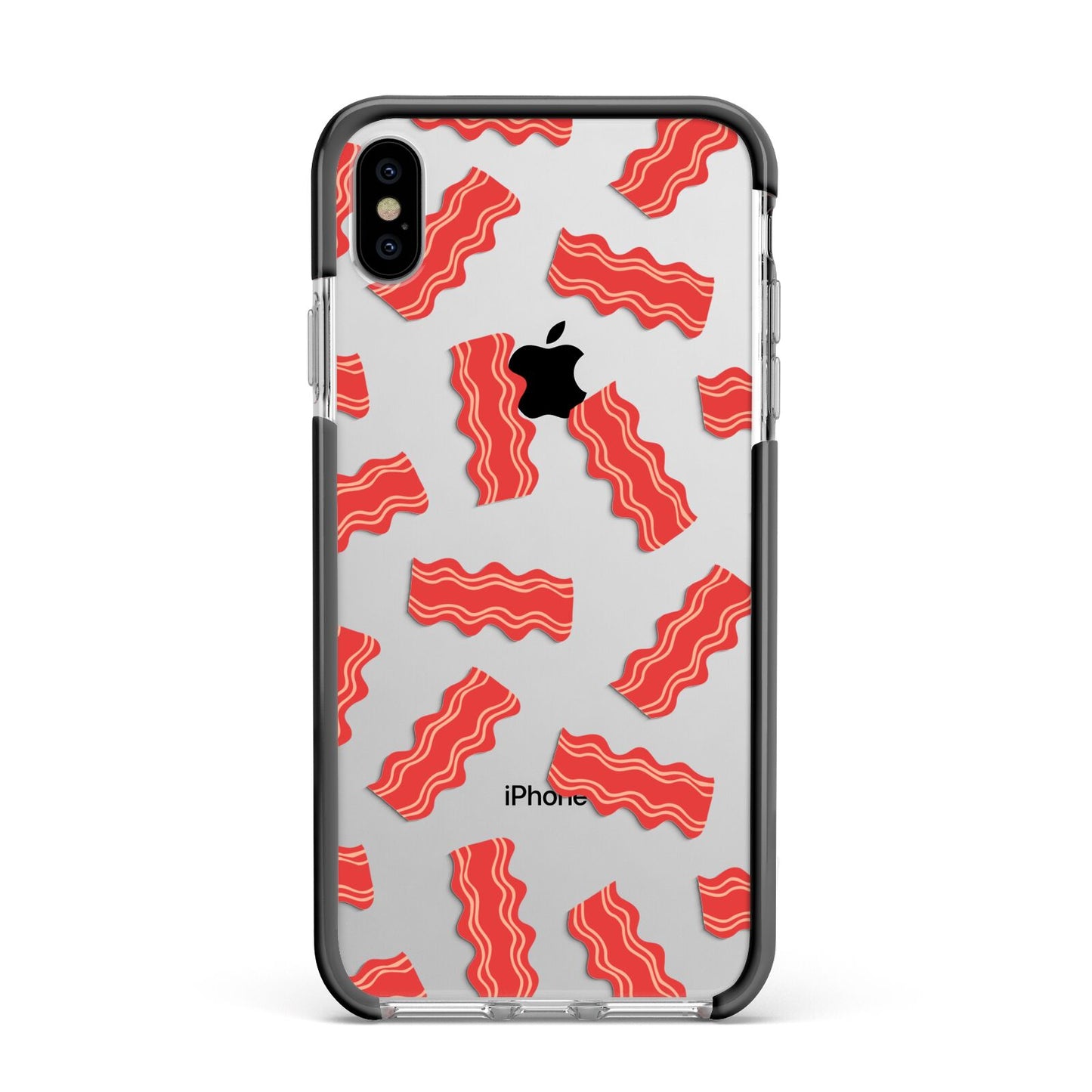 Bacon Apple iPhone Xs Max Impact Case Black Edge on Silver Phone