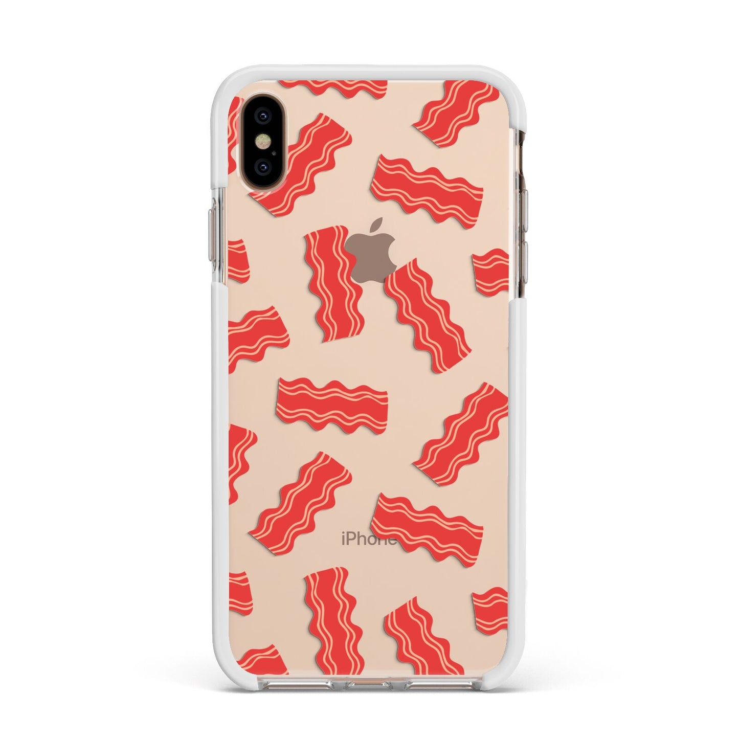 Bacon Apple iPhone Xs Max Impact Case White Edge on Gold Phone