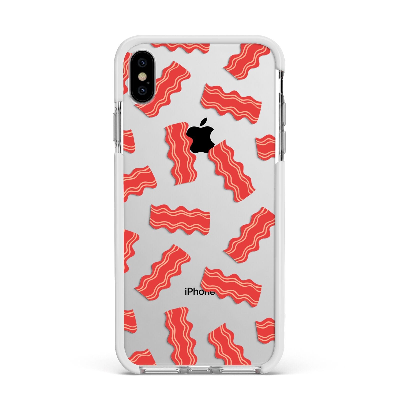 Bacon Apple iPhone Xs Max Impact Case White Edge on Silver Phone