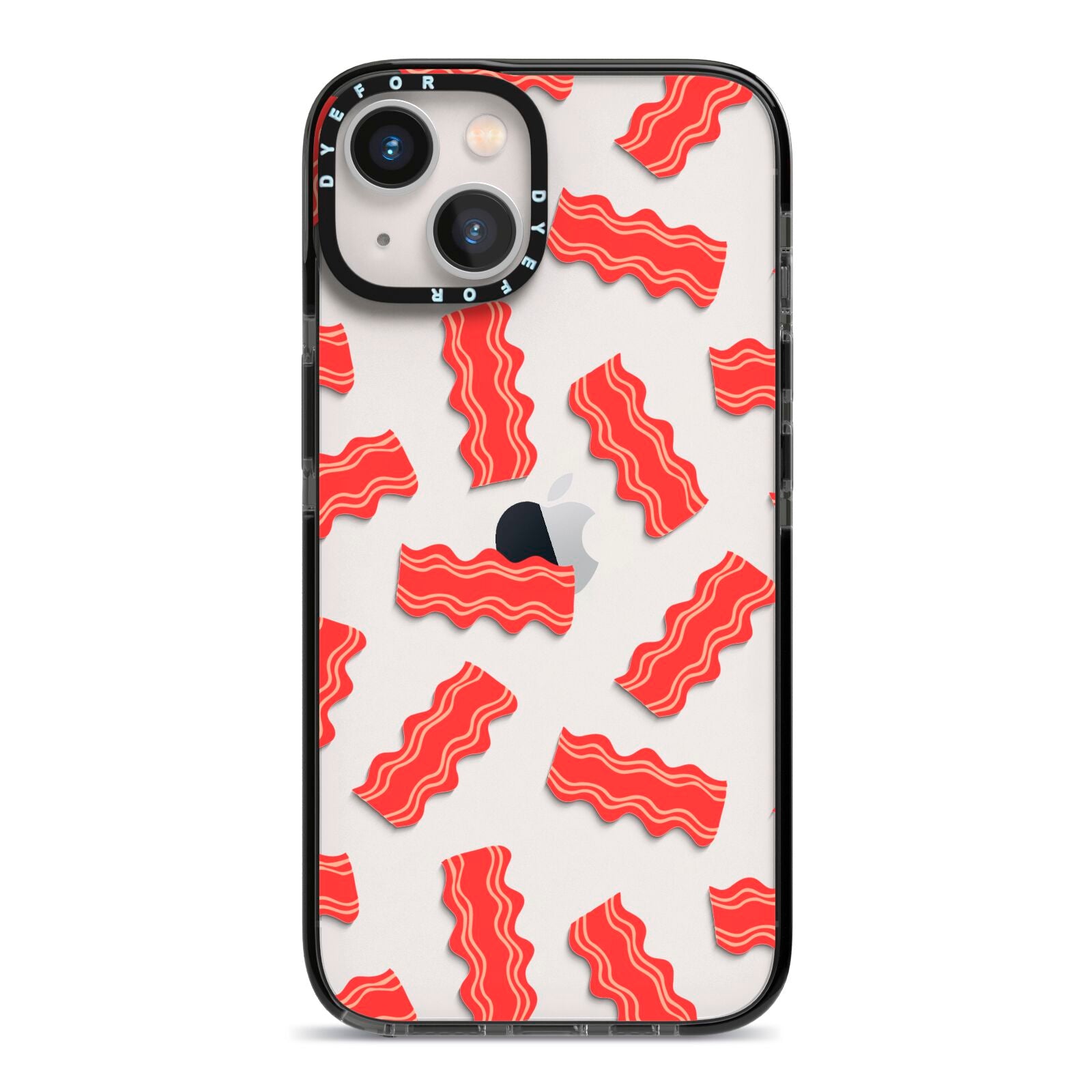 Bacon iPhone 13 Black Impact Case on Silver phone