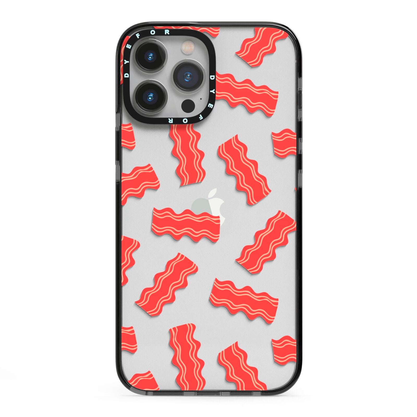 Bacon iPhone 13 Pro Max Black Impact Case on Silver phone