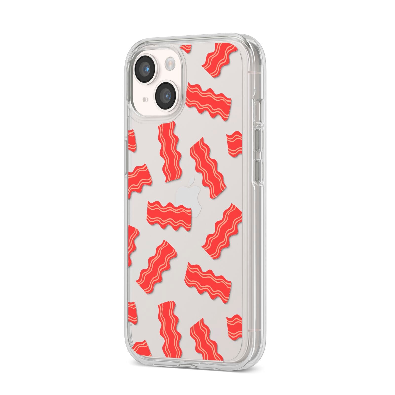 Bacon iPhone 14 Clear Tough Case Starlight Angled Image