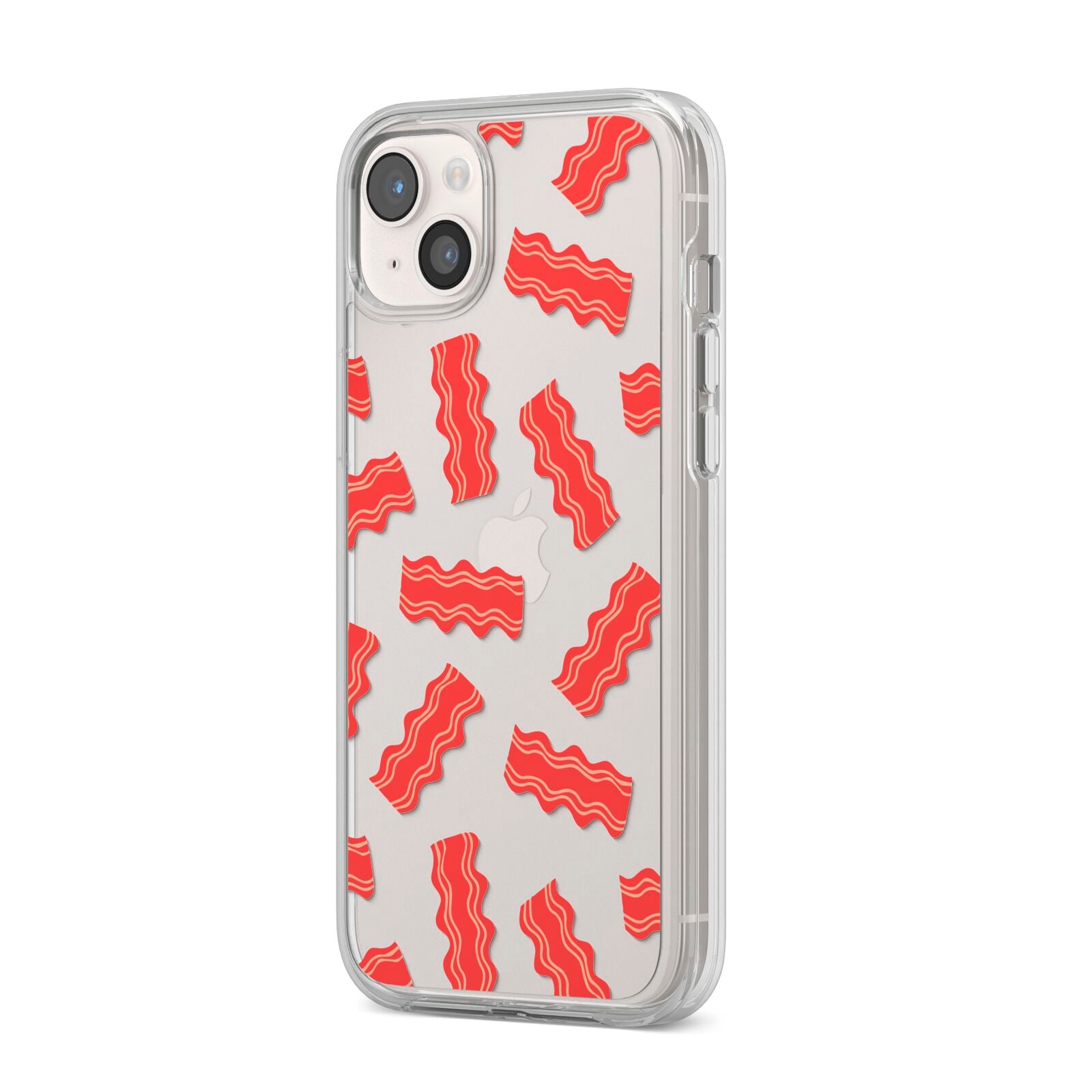 Bacon iPhone 14 Plus Clear Tough Case Starlight Angled Image