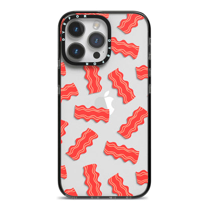 Bacon iPhone 14 Pro Max Black Impact Case on Silver phone