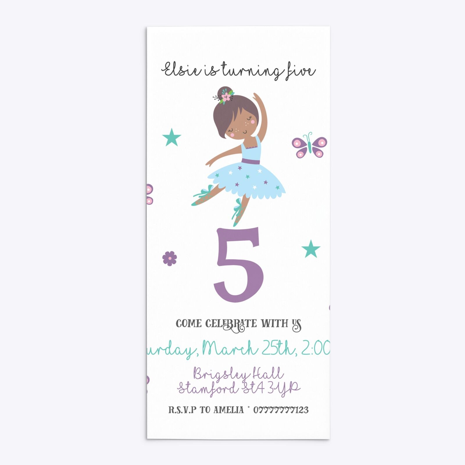 Ballerina Birthday Personalised 4x9 Rectangle Invitation Matte Paper