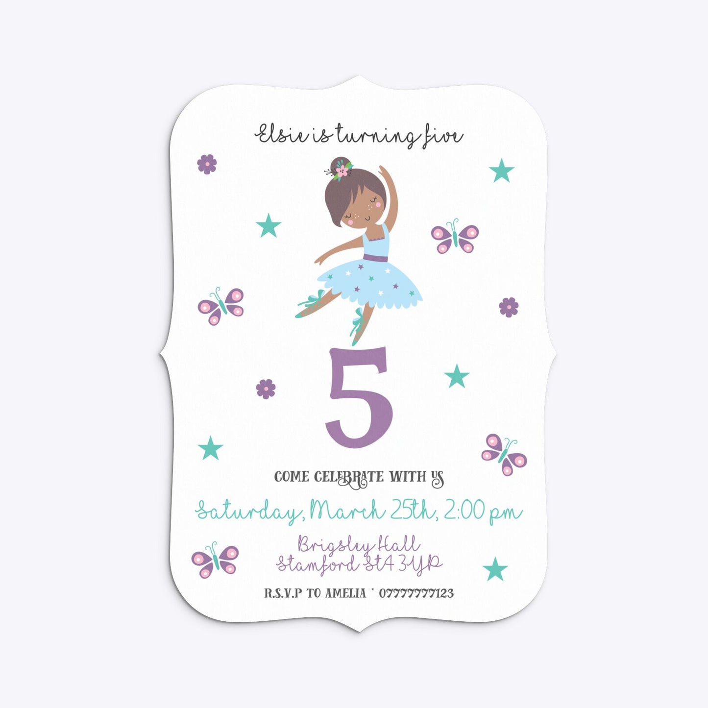 Ballerina Birthday Personalised Bracket Invitation Matte Paper