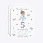 Ballerina Birthday Personalised Deco Invitation Glitter Front and Back Image