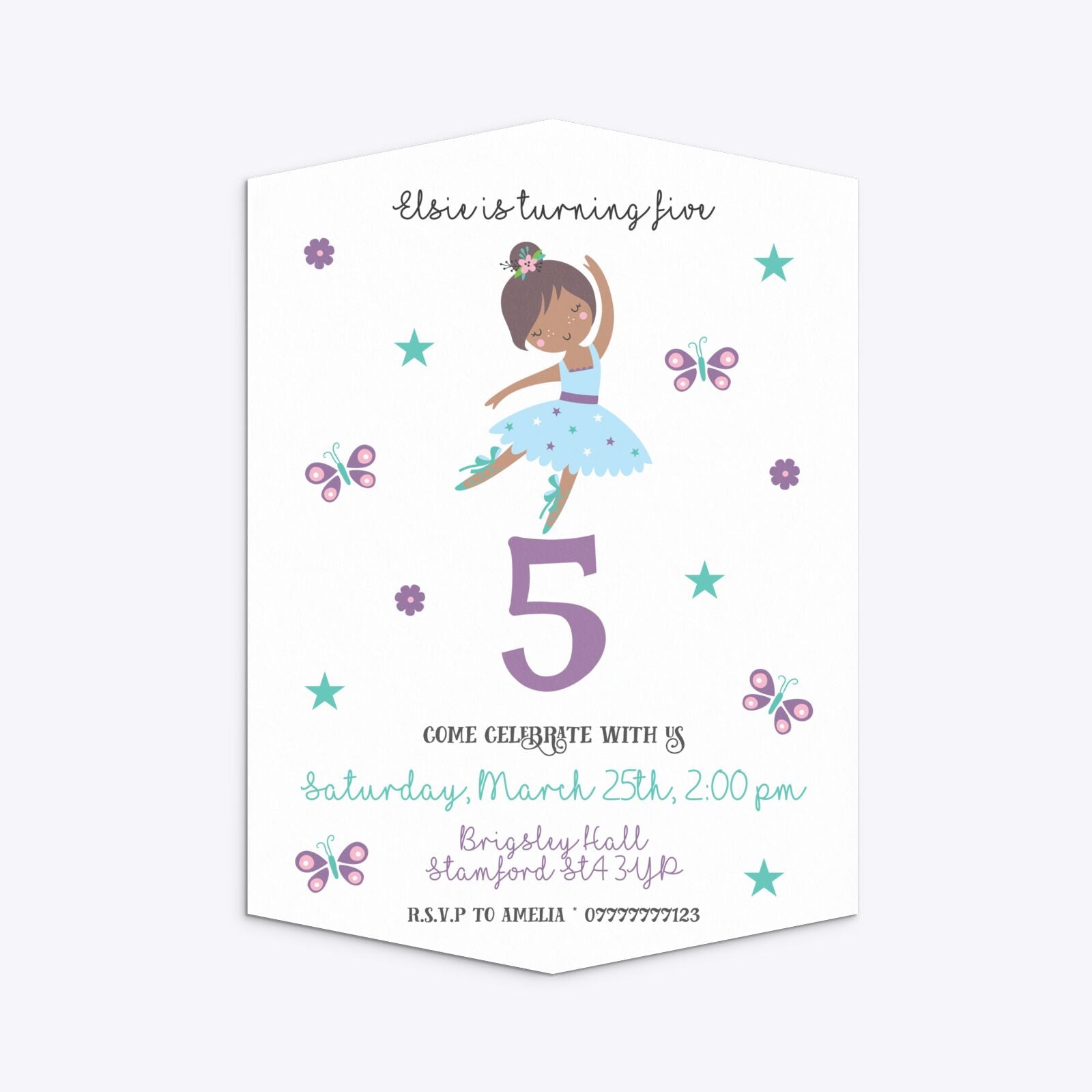 Ballerina Birthday Personalised Geo Invitation Matte Paper