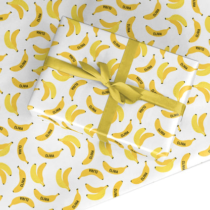 Banana Print with Name Custom Wrapping Paper