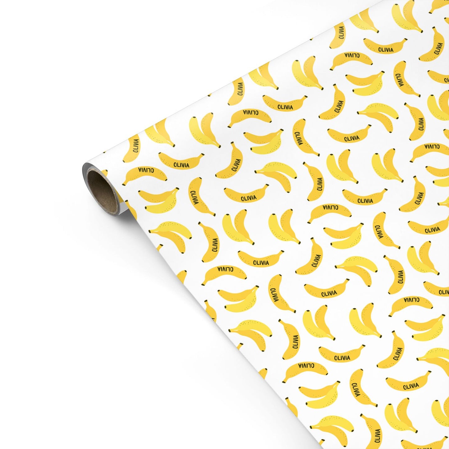 Banana Print with Name Personalised Gift Wrap