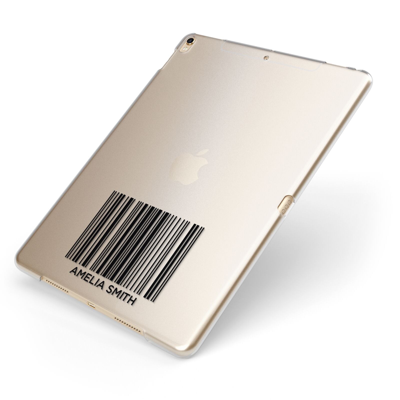 Barcode with Text Apple iPad Case on Gold iPad Side View