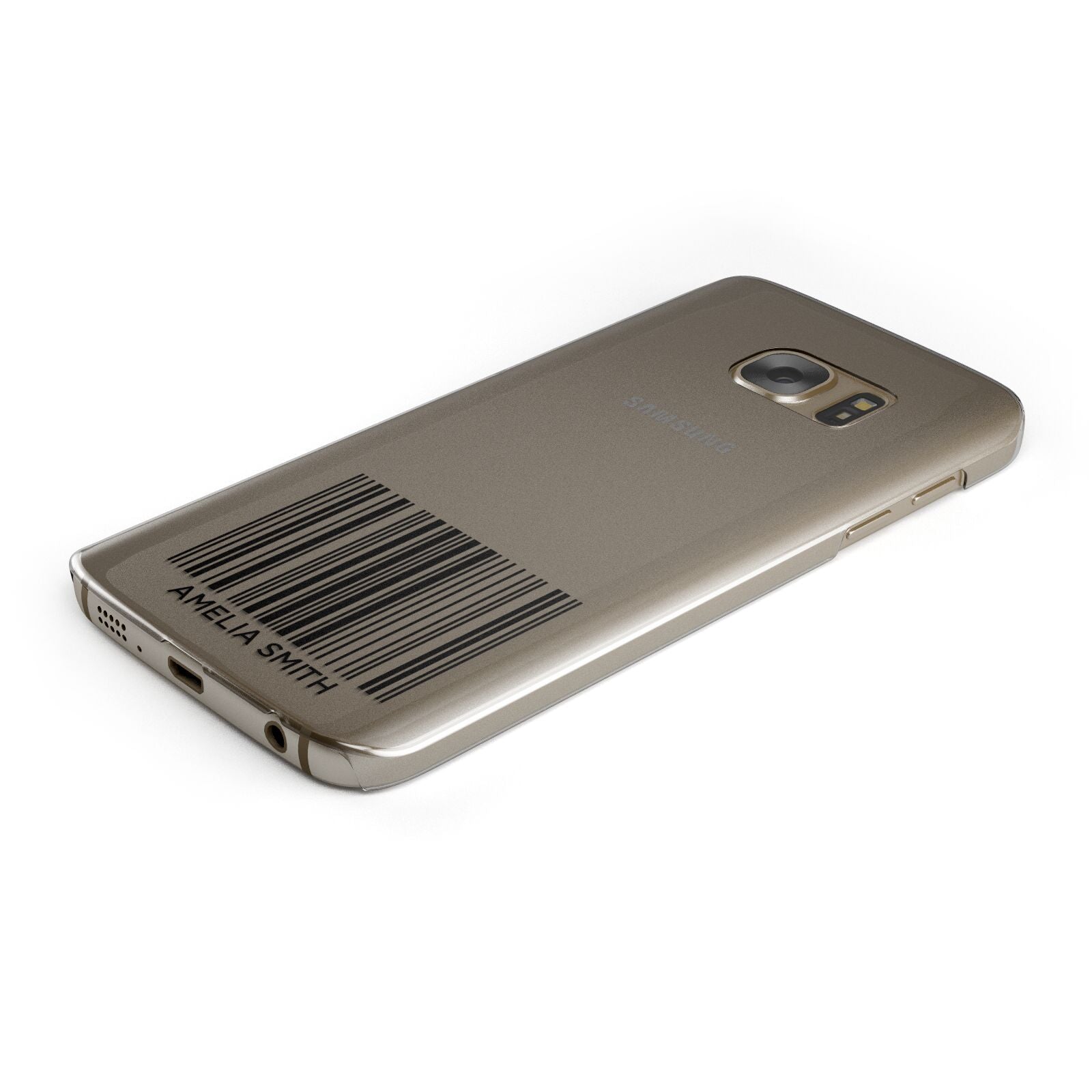 Barcode with Text Protective Samsung Galaxy Case Angled Image