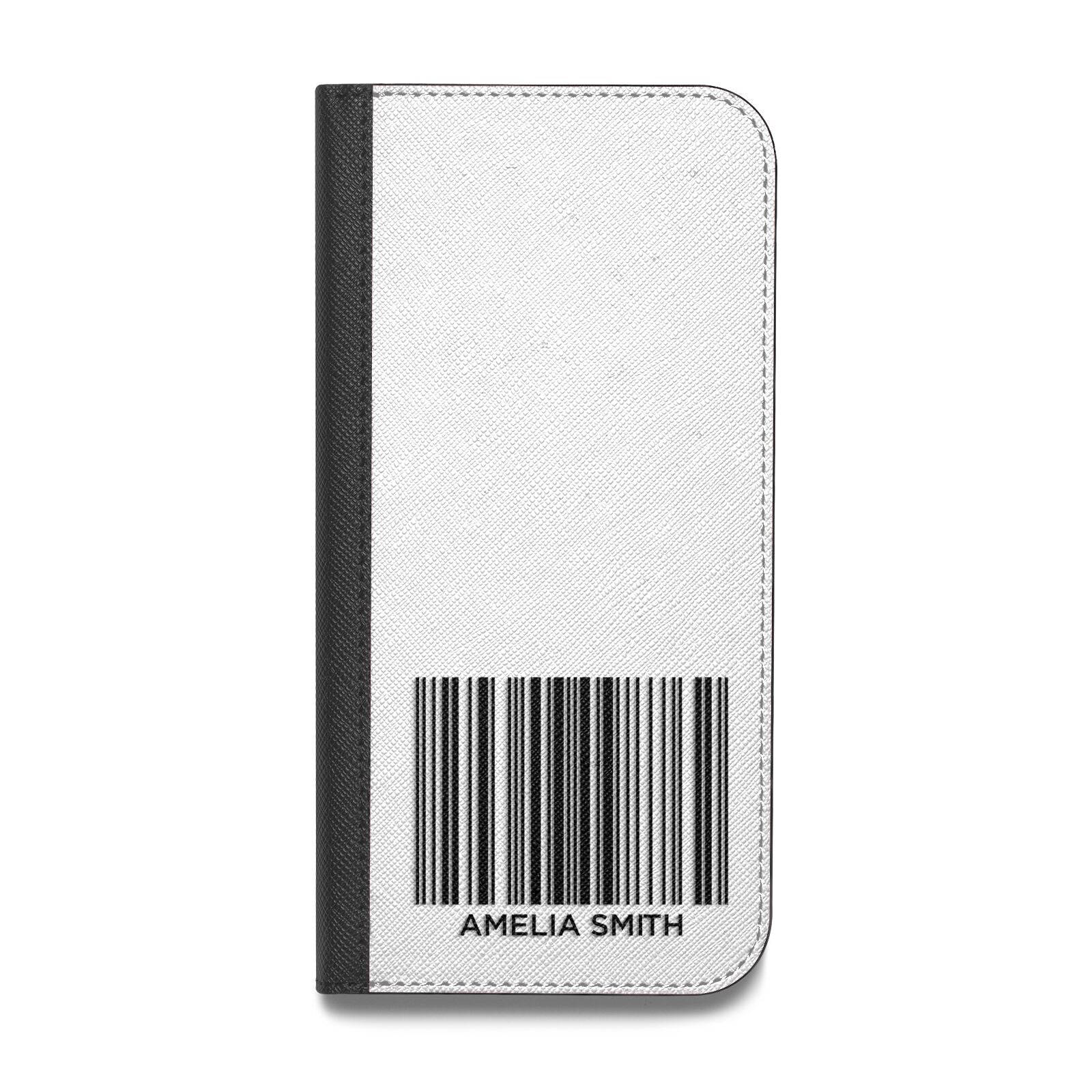 Barcode with Text Vegan Leather Flip iPhone Case