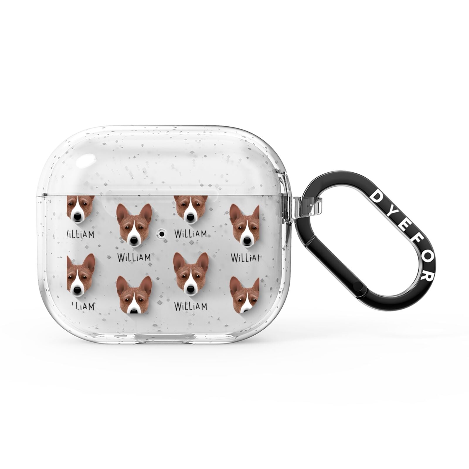 Basenji Icon with Name AirPods Glitter Case 3rd Gen