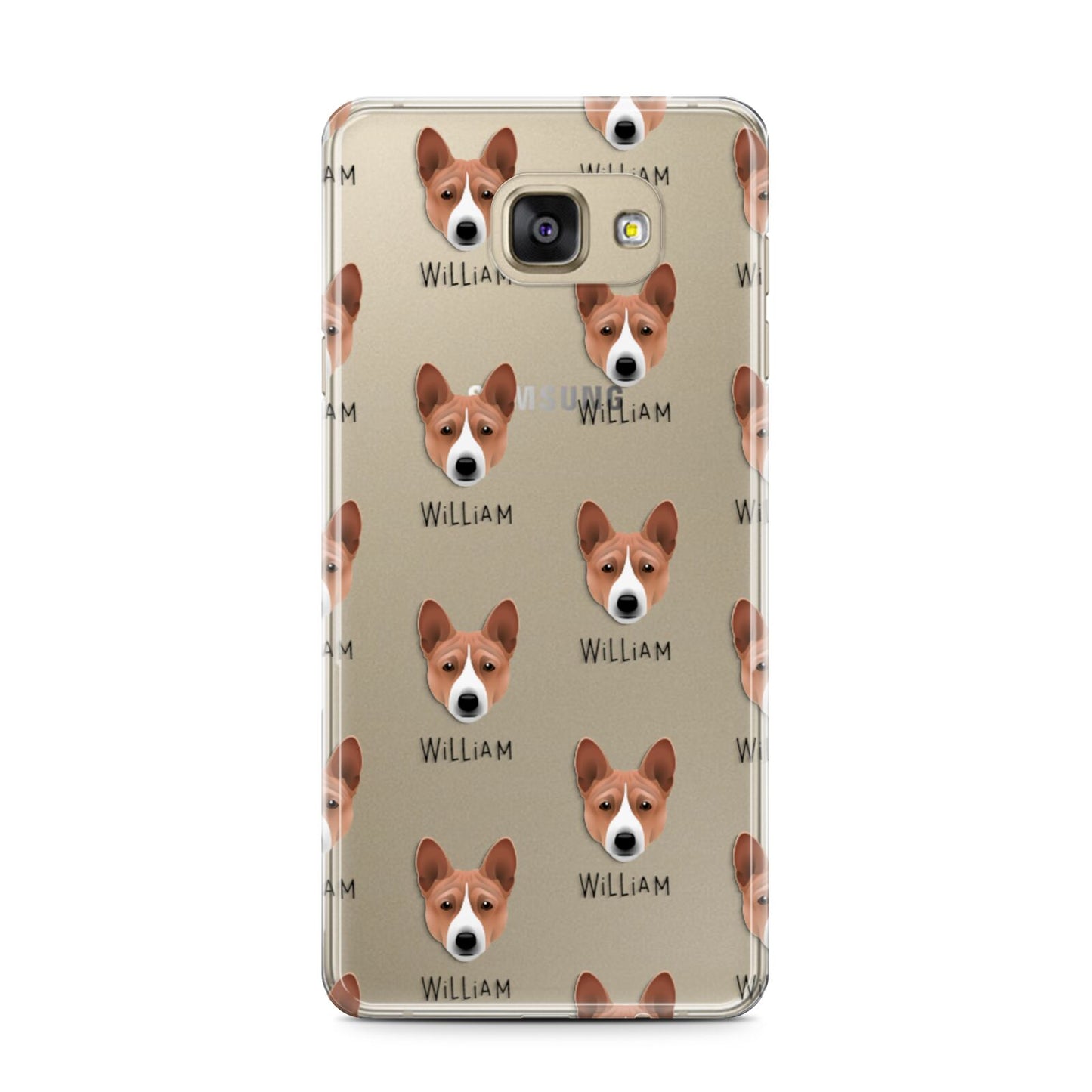 Basenji Icon with Name Samsung Galaxy A7 2016 Case on gold phone