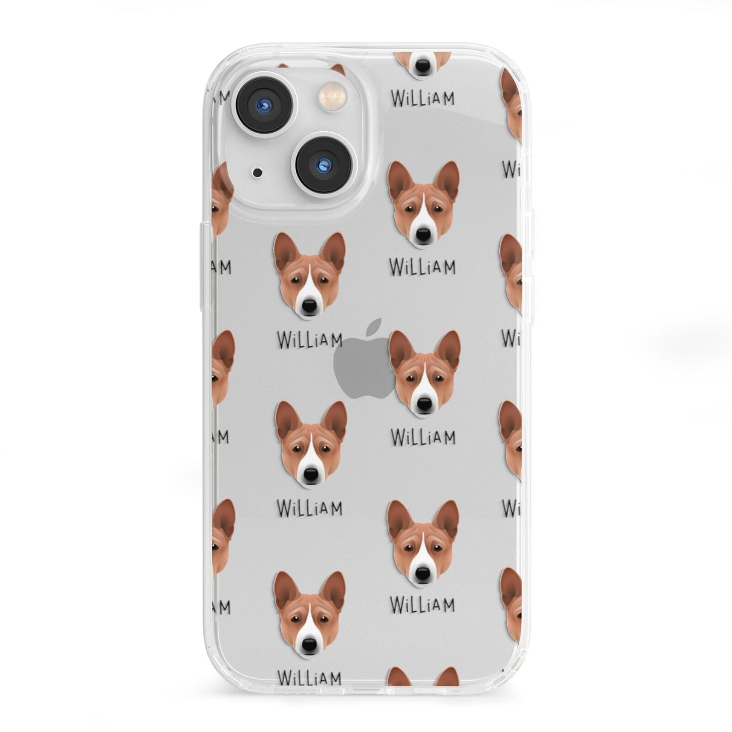 Basenji Icon with Name iPhone 13 Mini Clear Bumper Case