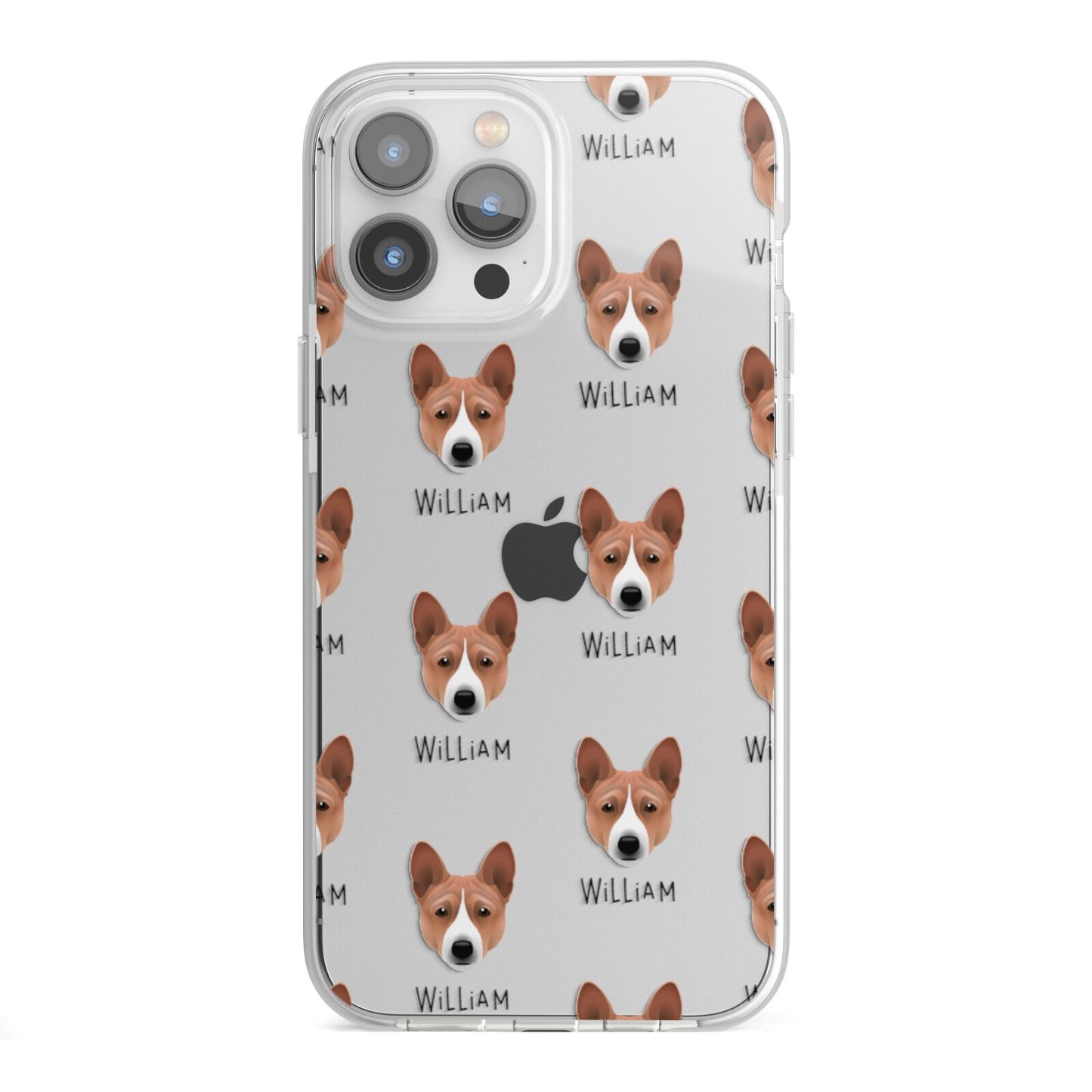 Basenji Icon with Name iPhone 13 Pro Max TPU Impact Case with White Edges