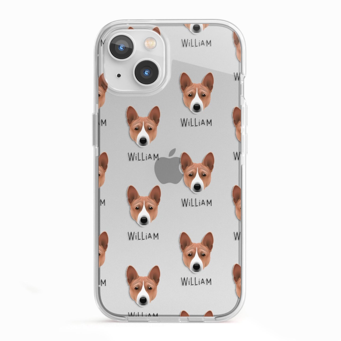 Basenji Icon with Name iPhone 13 TPU Impact Case with White Edges