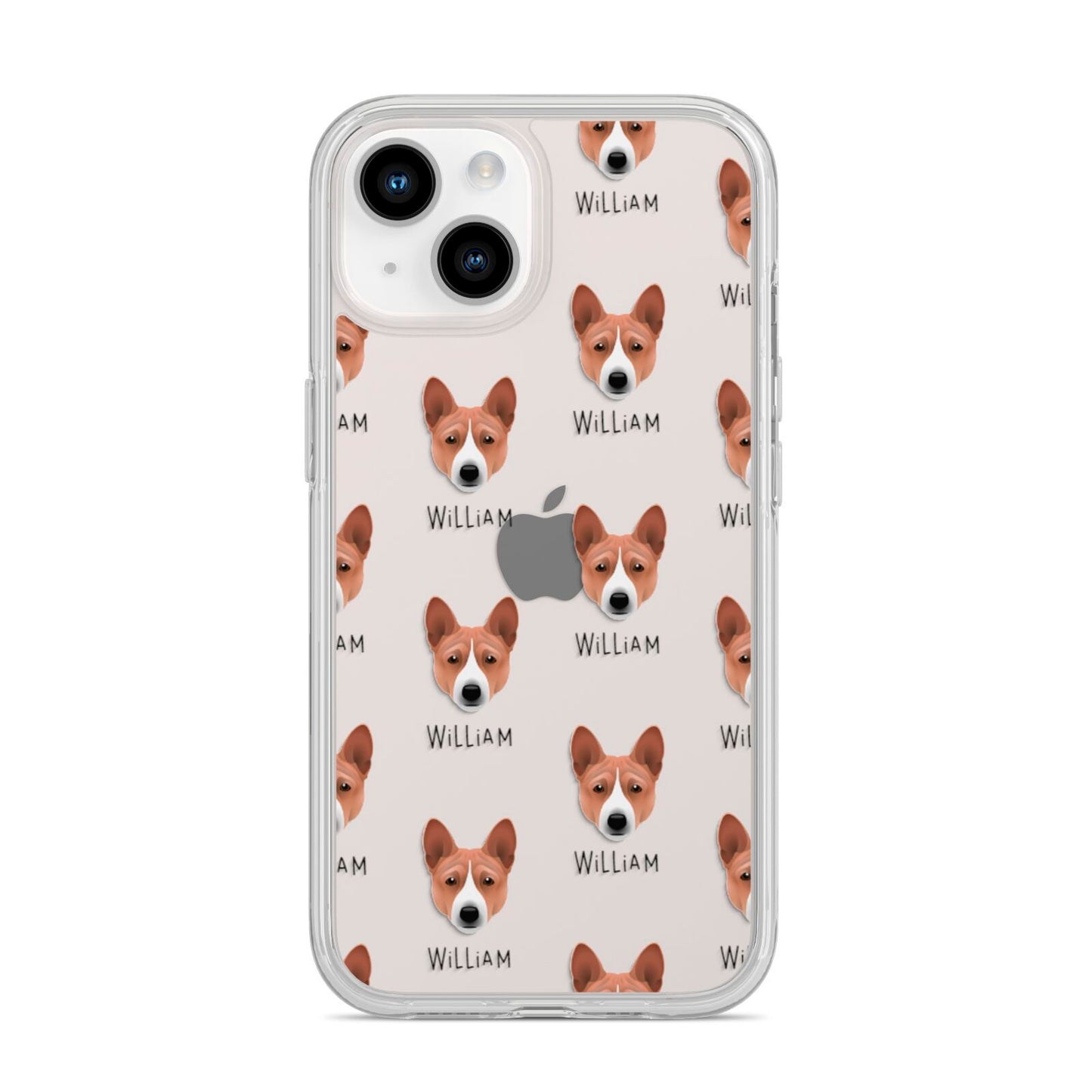 Basenji Icon with Name iPhone 14 Clear Tough Case Starlight