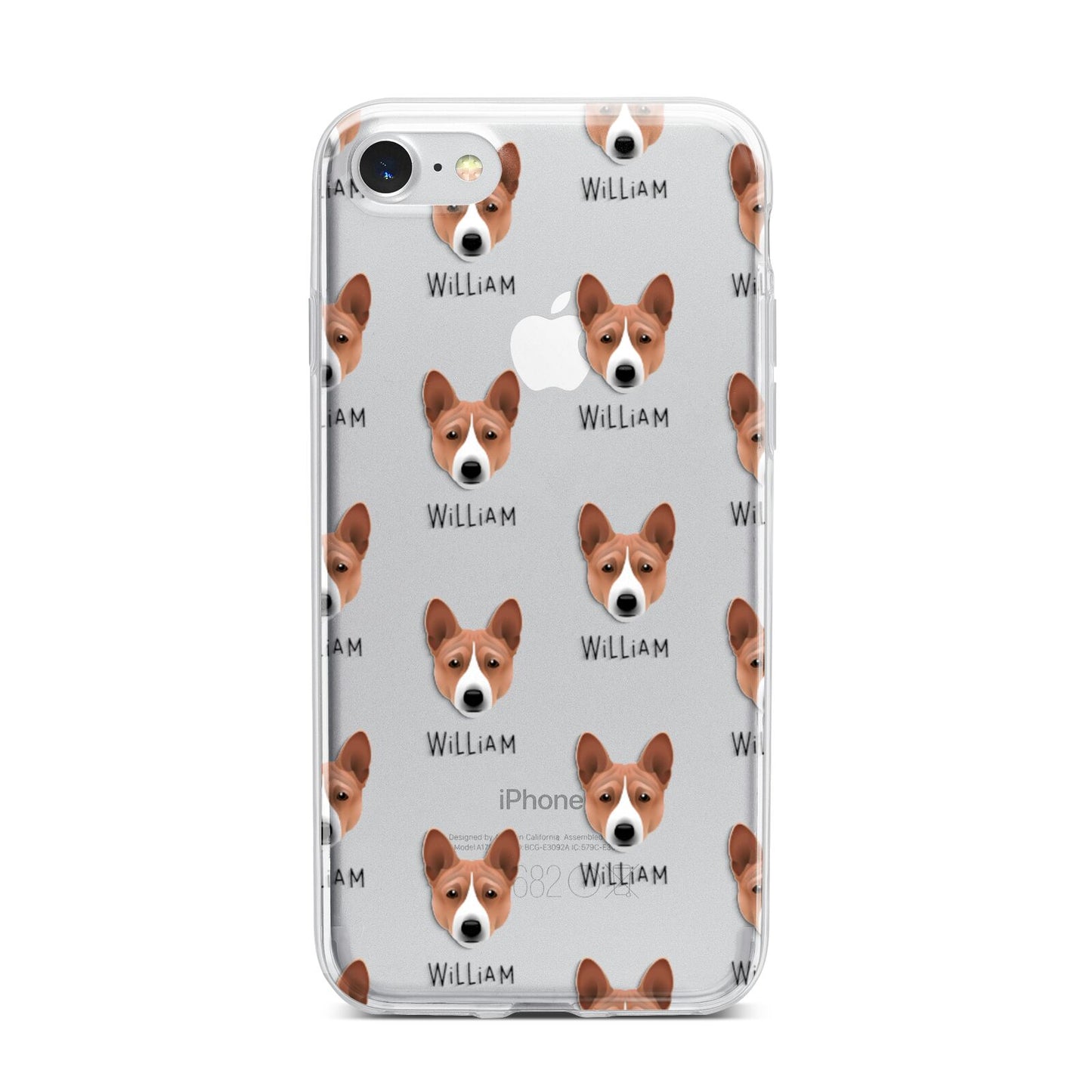 Basenji Icon with Name iPhone 7 Bumper Case on Silver iPhone