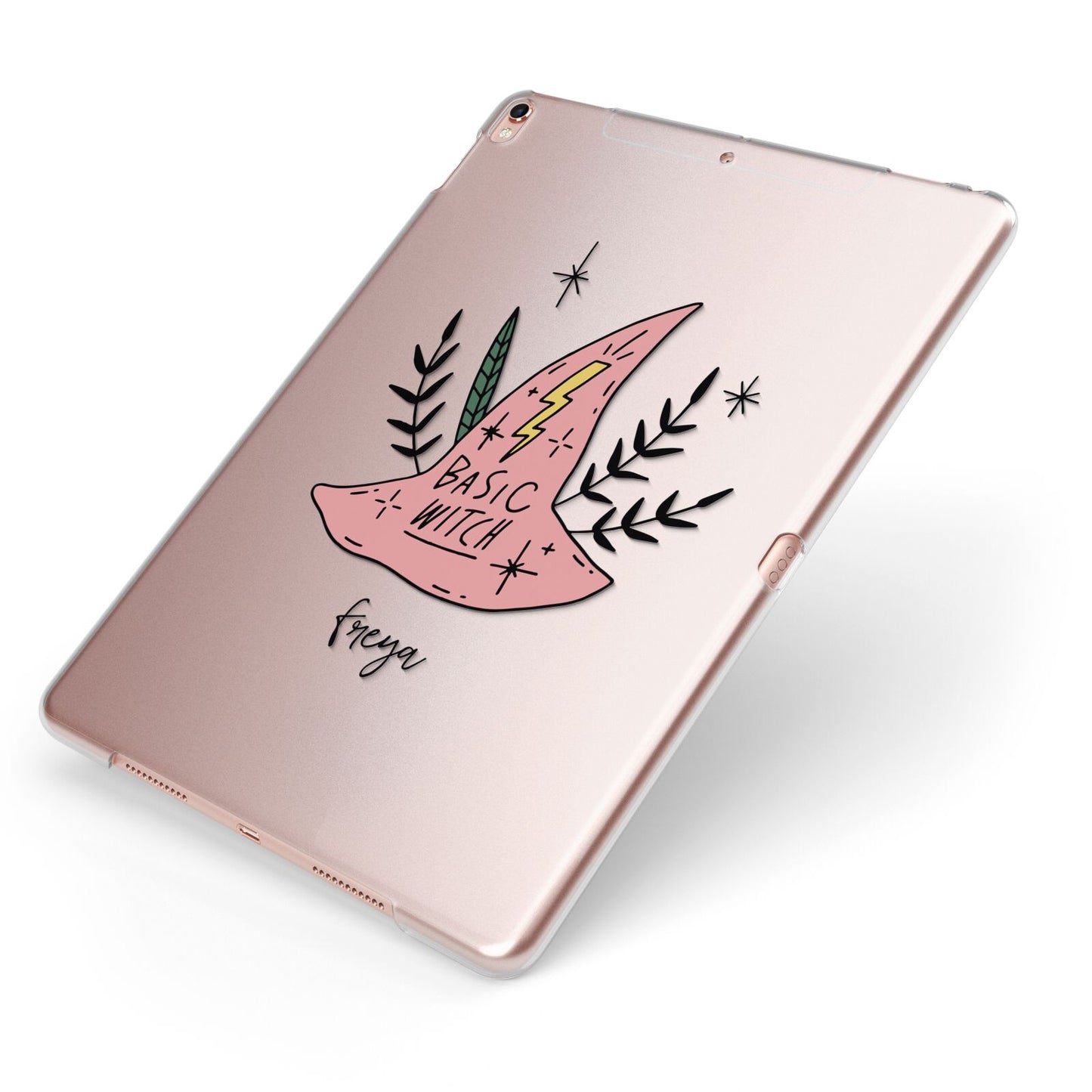 Basic Witch Hat Personalised Apple iPad Case on Rose Gold iPad Side View